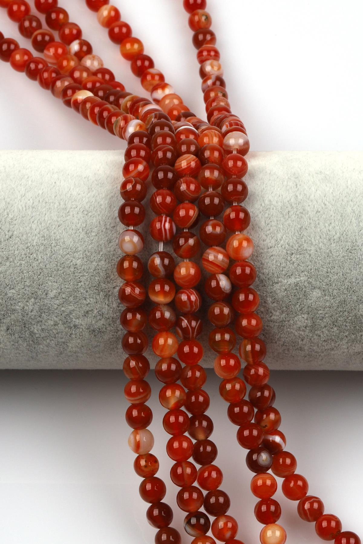 Madagaskar Akik Doğal Taş Dizi 6 mm Küre Kesim