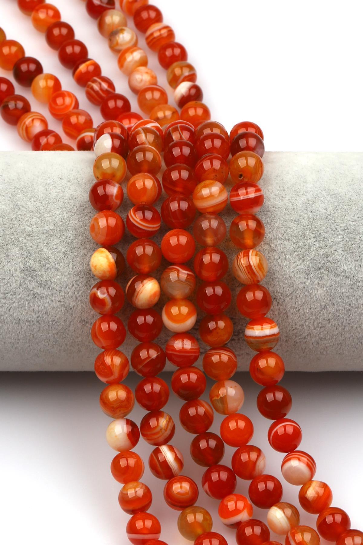 Madagaskar Akik Doğal Taş Dizi 8 mm Küre Kesim