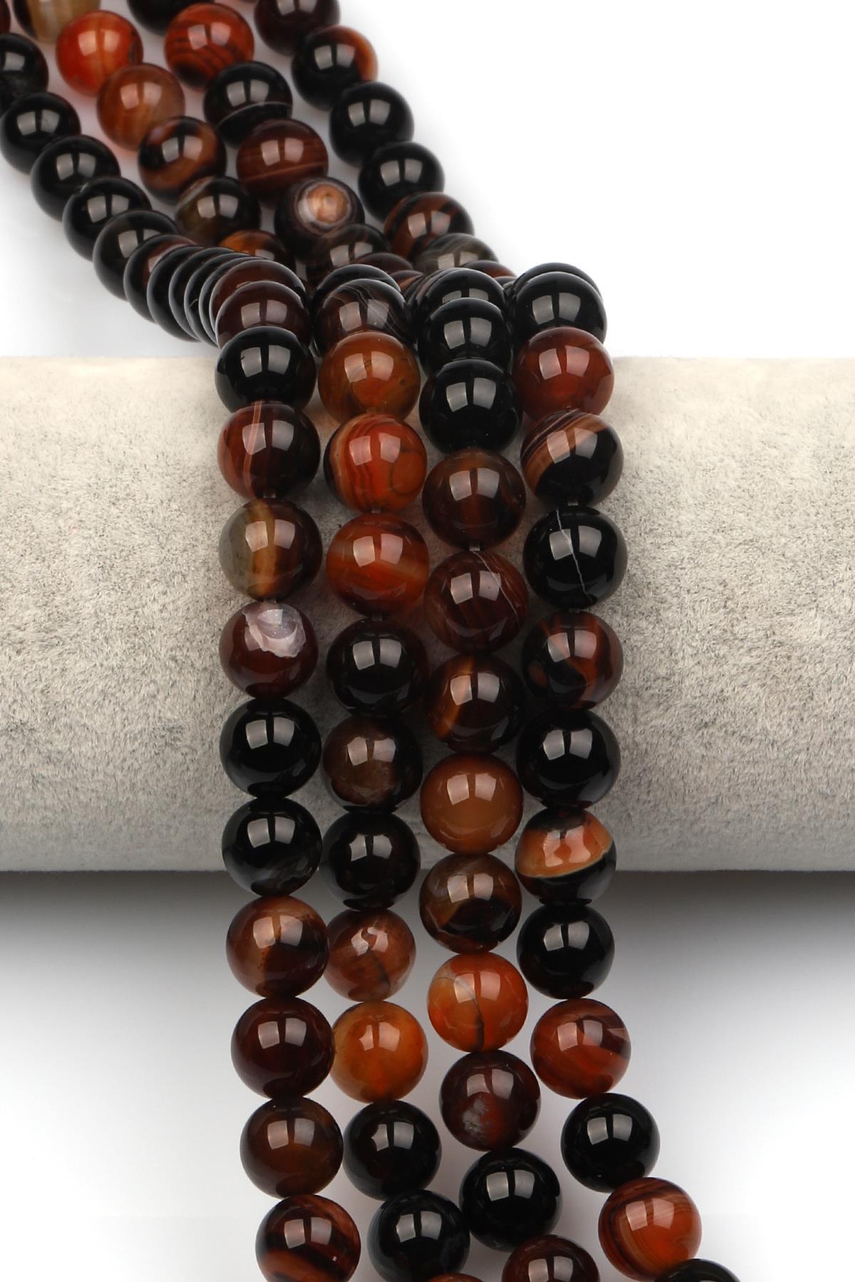 Madagaskar Akik Doğaltaş Dizi 10 mm Küre Kesim