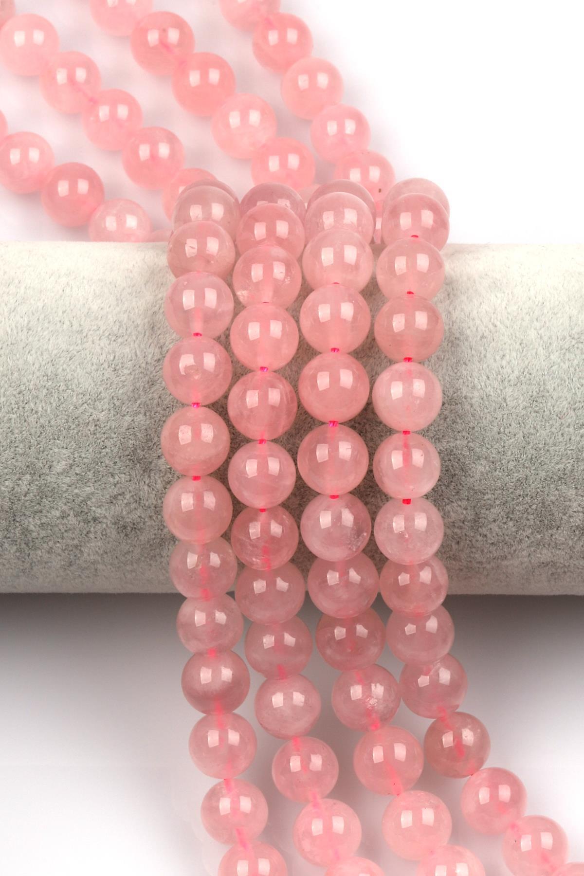 Madagaskar Pembe Kuvars Doğal Taş Dizi 10 mm Küre Kesim