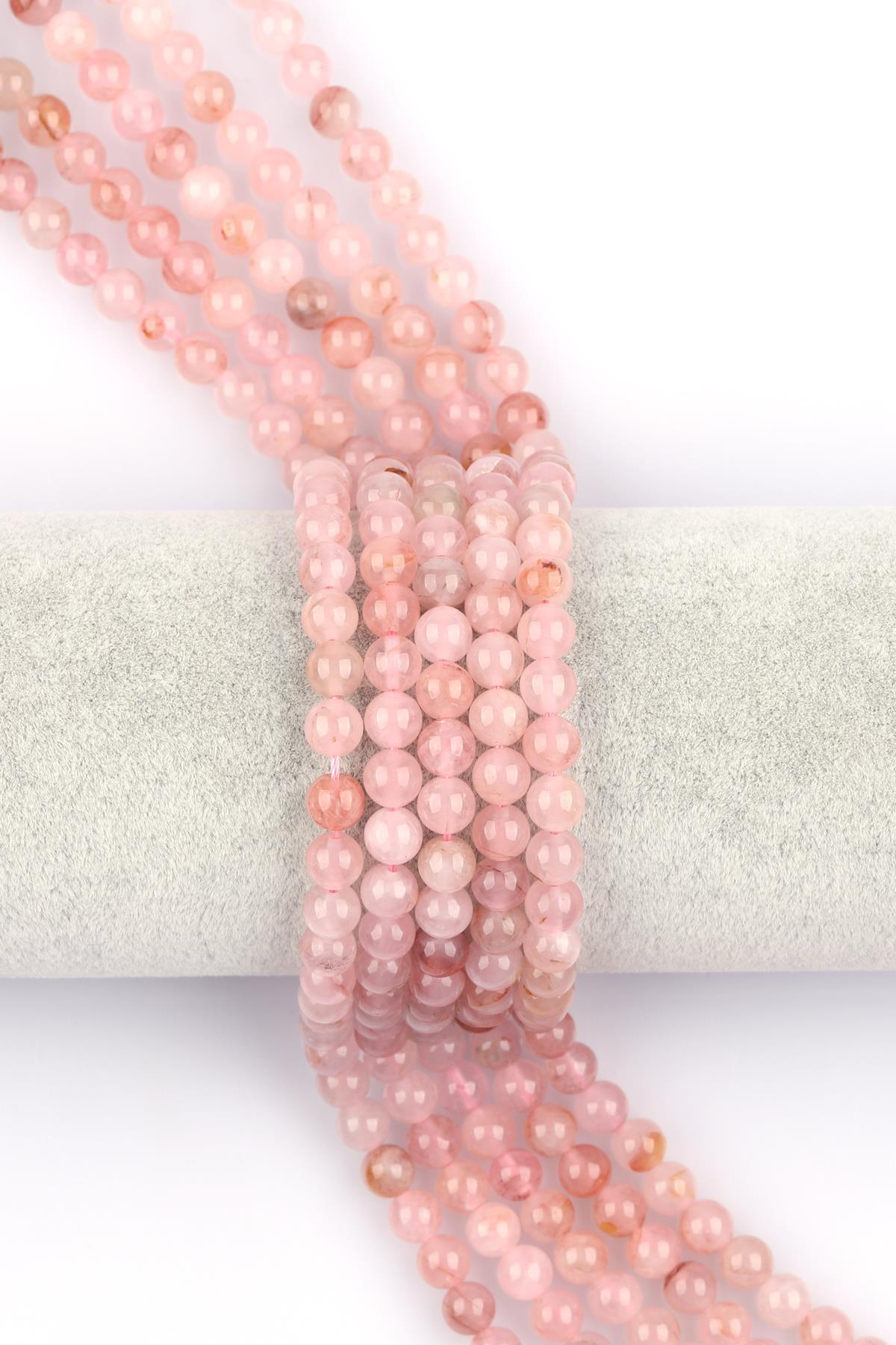 Madagaskar Pembe Kuvars Doğal Taş Dizi 6 mm Küre Kesim