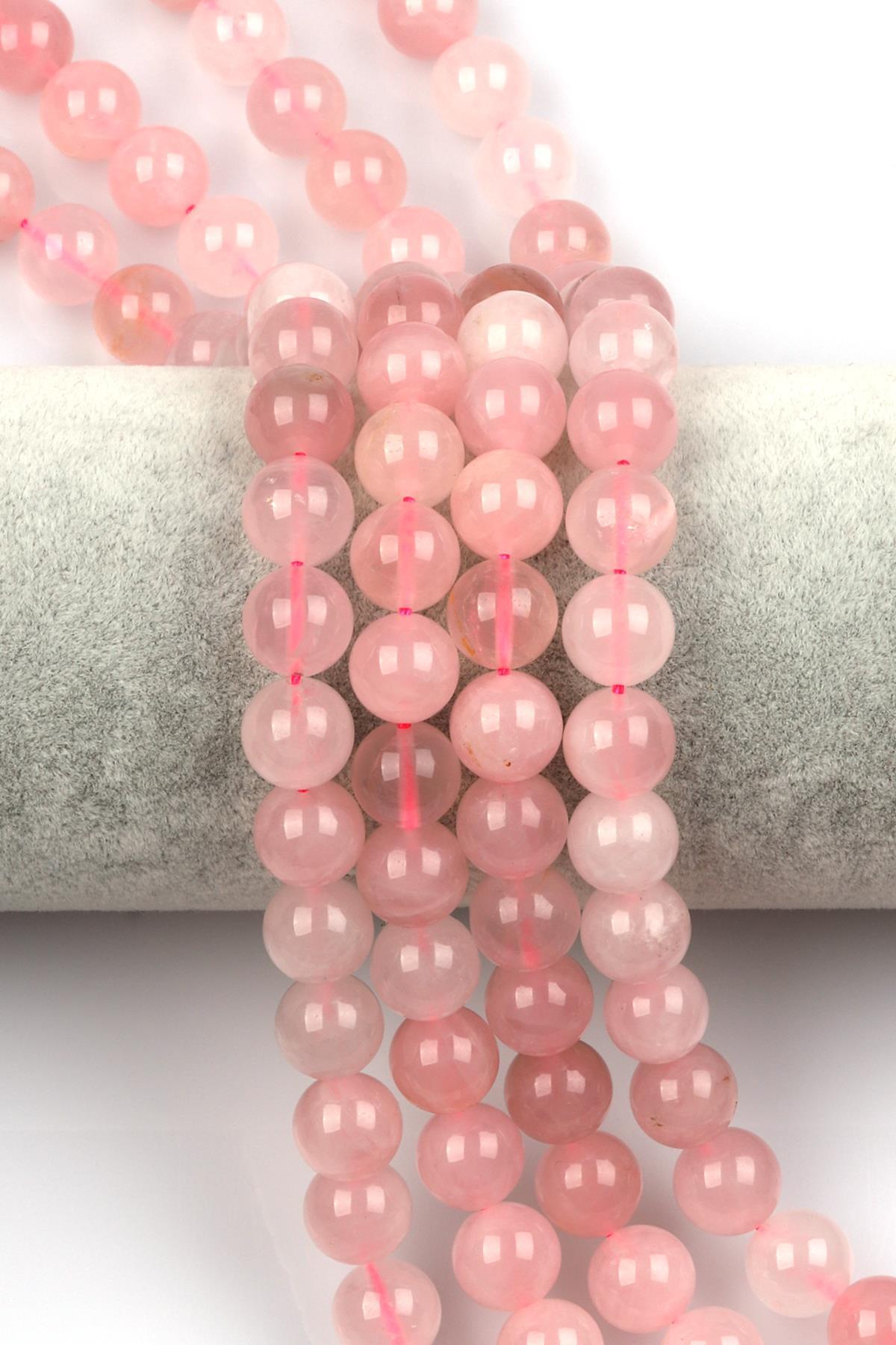 Madagaskar Pembe Kuvars Doğal Taş Dizi 10 mm Küre Kesim