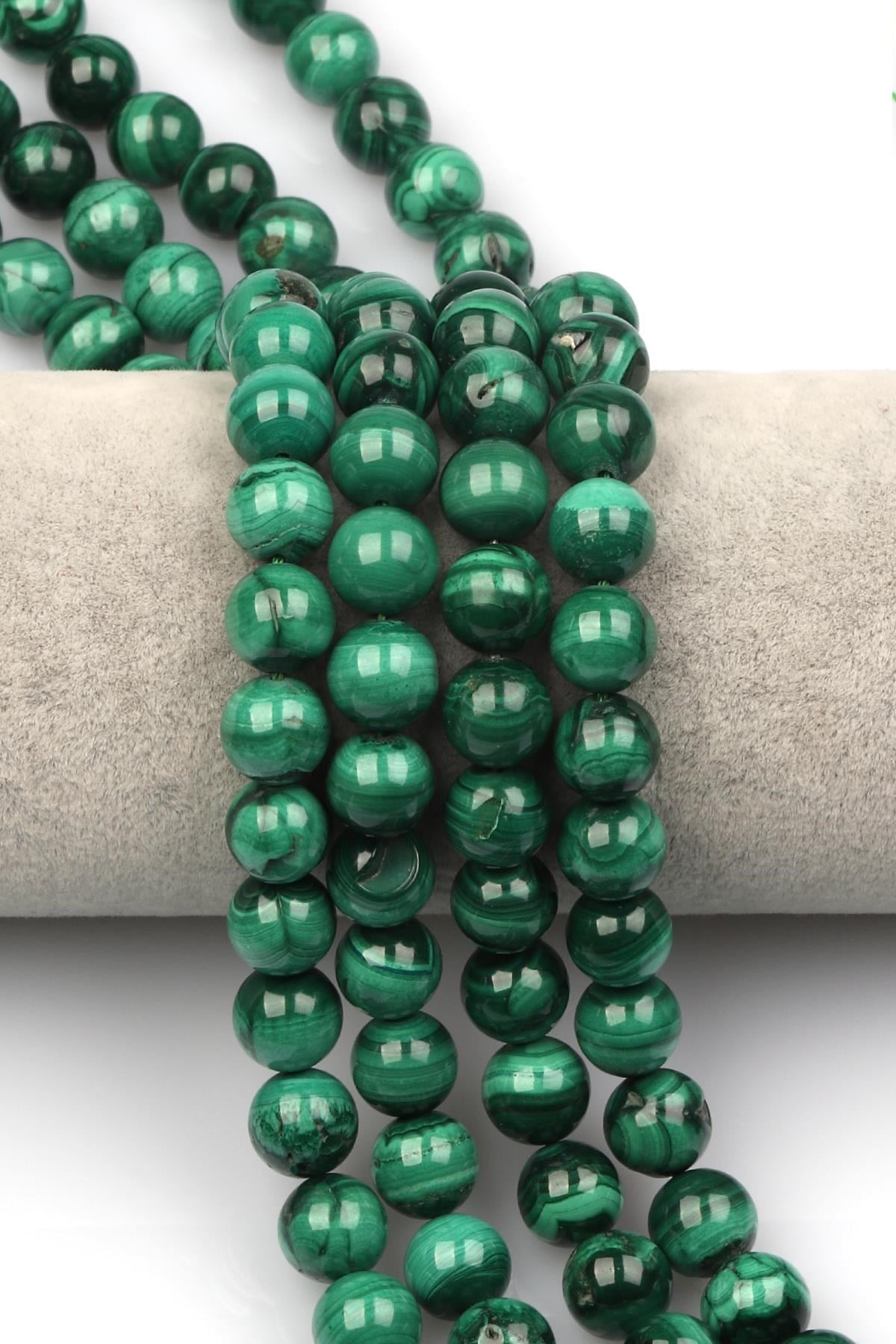 Malakit ( AB Kalite ) Doğaltaş Dizi 10 mm Küre Kesim