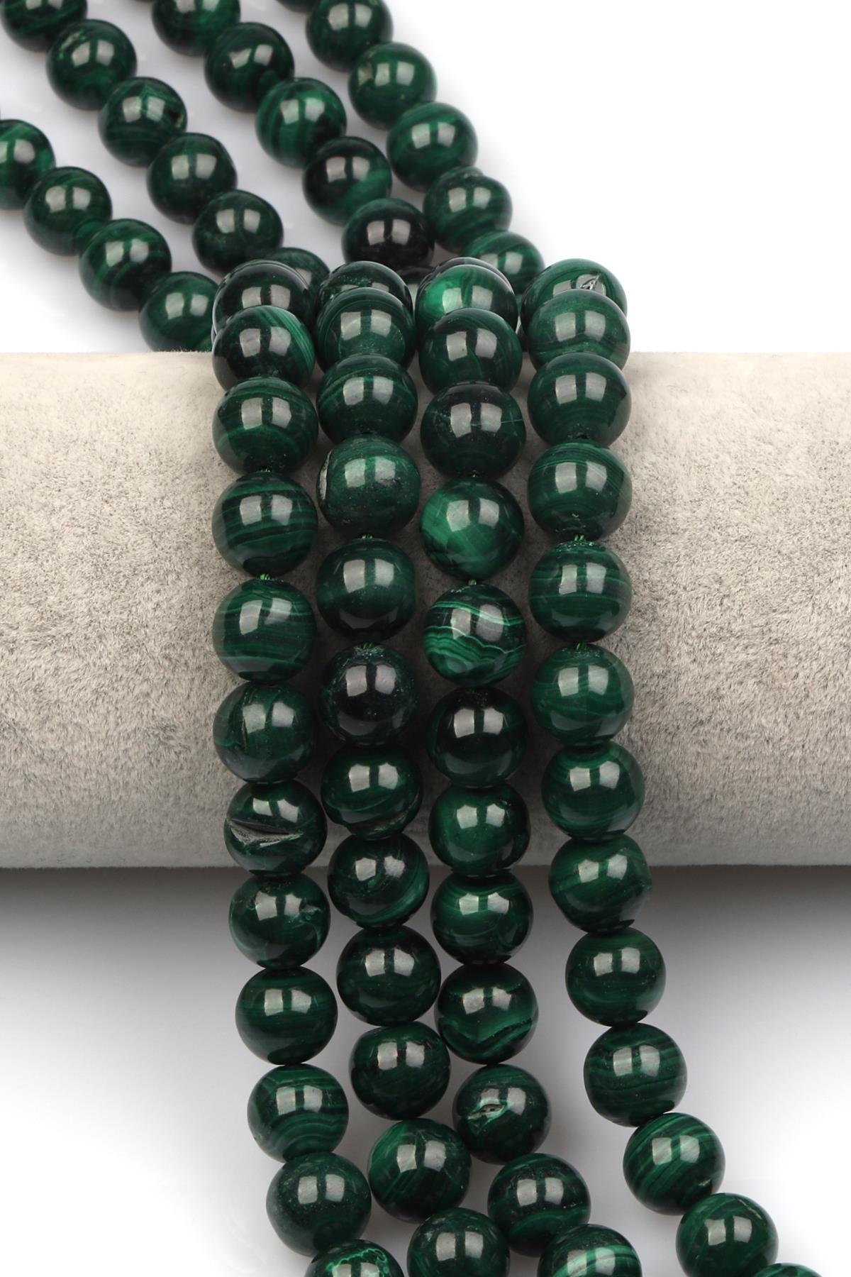 Malakit ( AB Kalite ) Doğaltaş Dizi 10 mm Küre Kesim