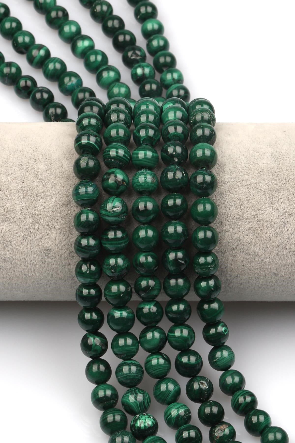 Malakit ( AB Kalite ) Doğaltaş Dizi 8 mm Küre Kesim