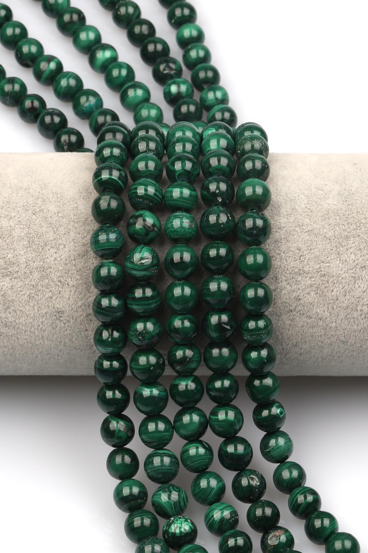 Malakit ( AB Kalite ) Doğaltaş Dizi 8 mm Küre Kesim