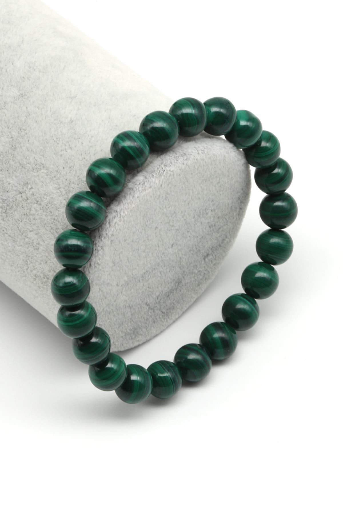 Malakit Doğal Taş 8 mm Küre Kesim Bileklik