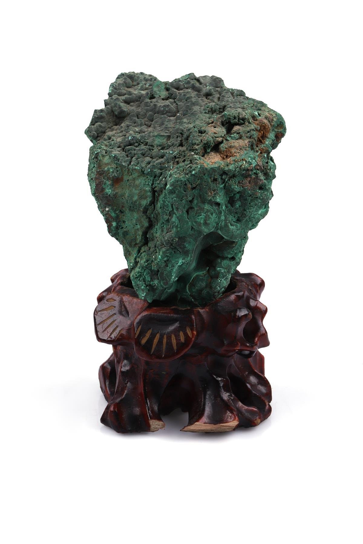 Malakit Doğal Taş Standlı Ham Parça