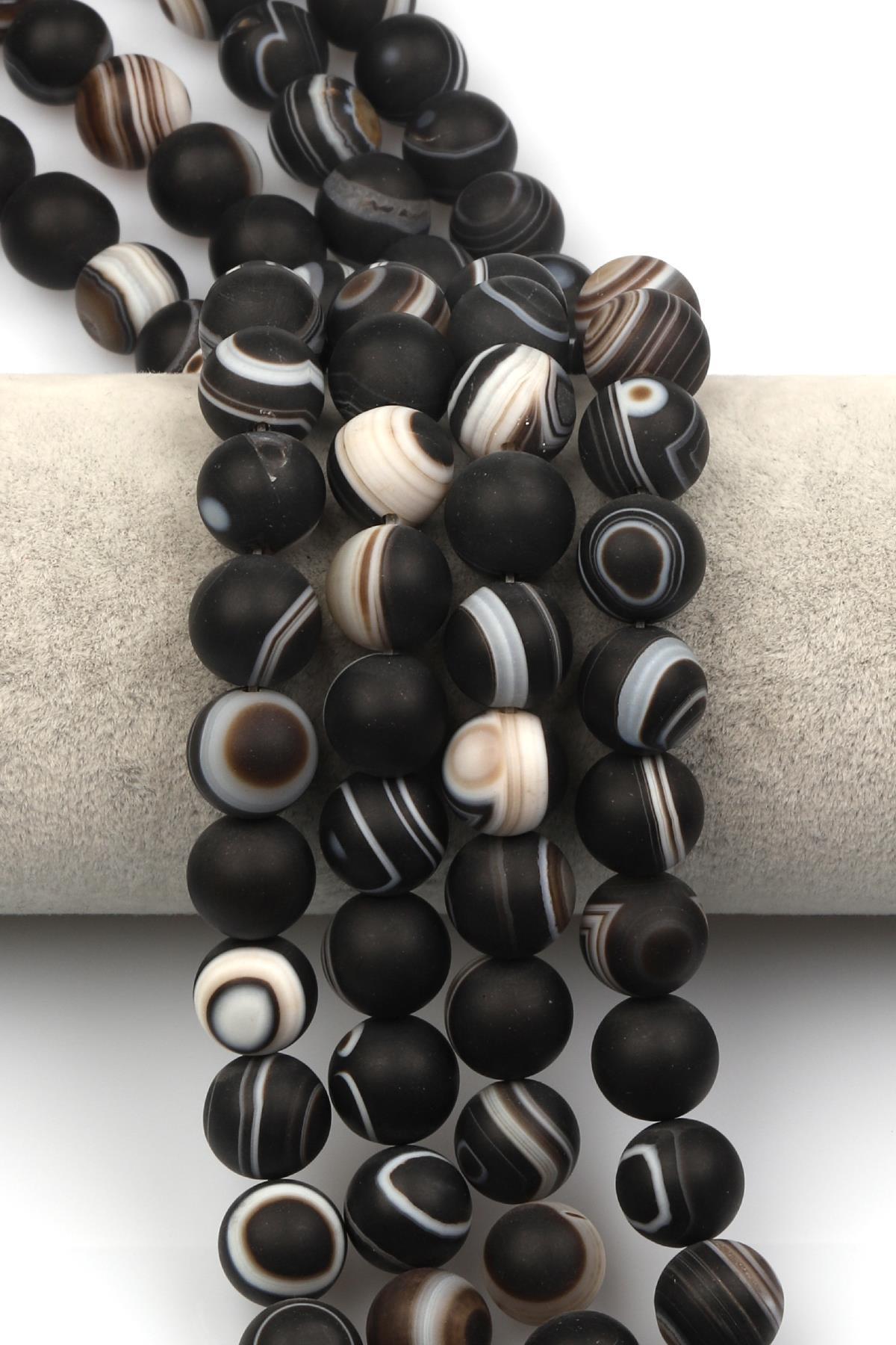 Mat Göz Akik Doğaltaş Dizi 12 mm Küre Kesim