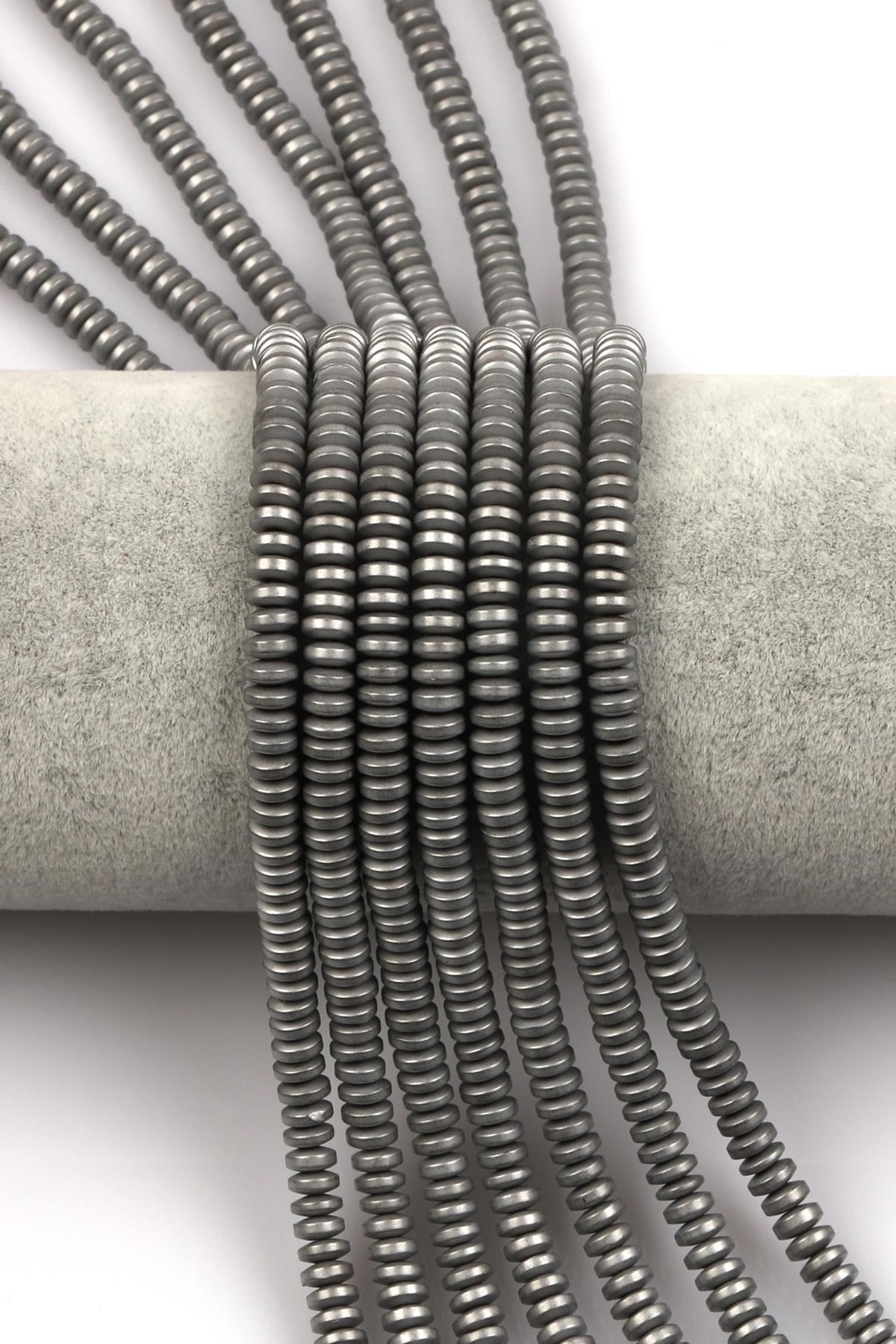 Mat Gri Renkli Hematit Dizi 2 x 5 mm Rondel Kesim