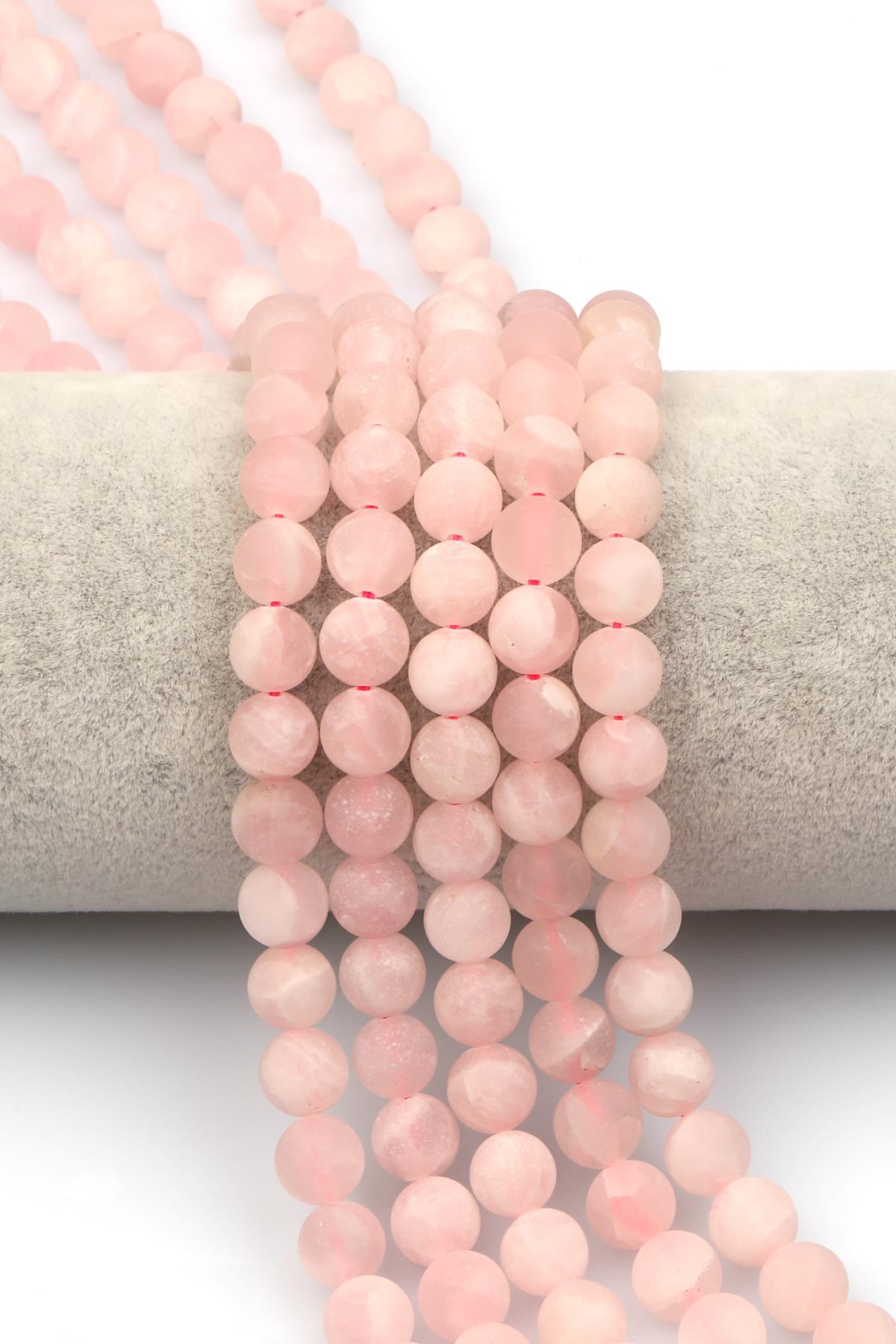 Mat Pembe Kuvars Doğaltaş Dizi 8 mm Küre Kesim