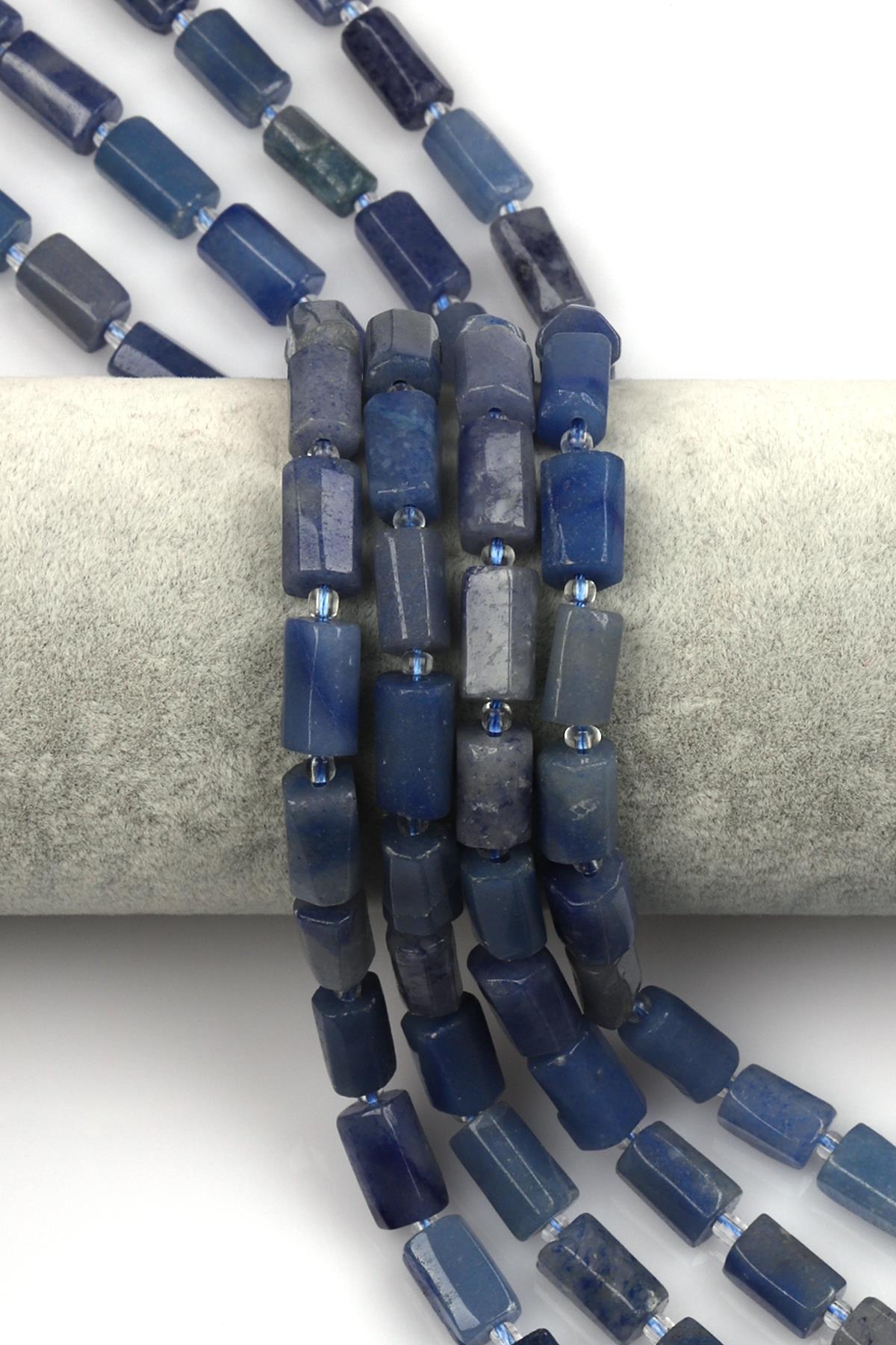 Mavi Aventurin Doğal Taş Dizi 7 x 12 mm Boru Kesim