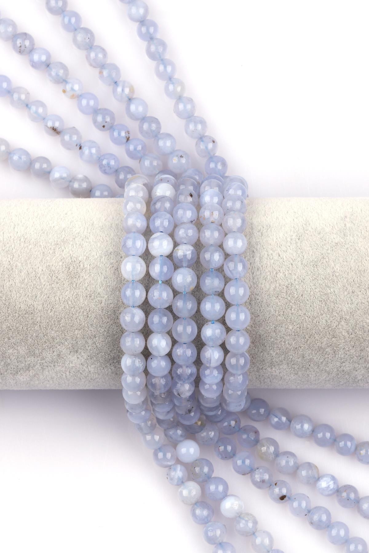 Mavi Kalsedon Doğal Taş Dizi 6 mm Küre Kesim