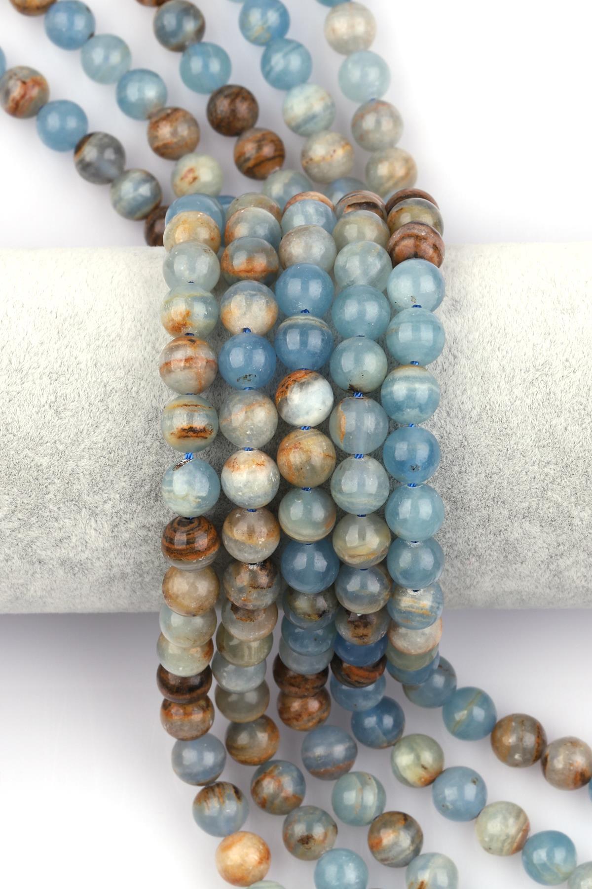 Mavi Kalsit Doğal Taş Dizi 8 mm Küre Kesim