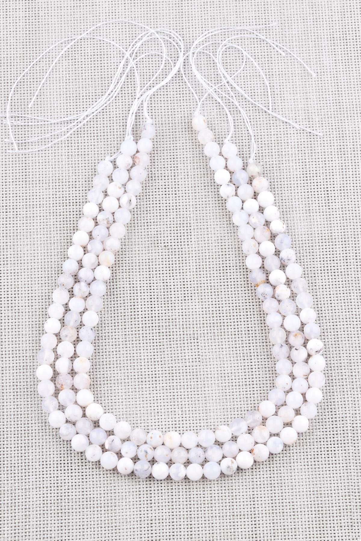 Merlinite ( Dendiritli Agate ) Doğal Taş Dizi 8 mm Küre Kesim