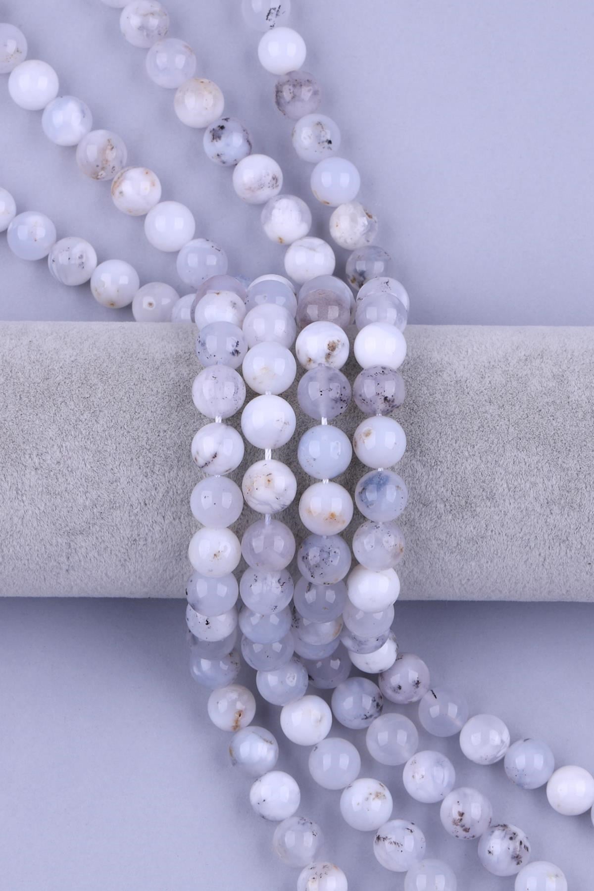 Merlinite ( Dendiritli Agate ) Doğal Taş Dizi 10 mm Küre Kesim