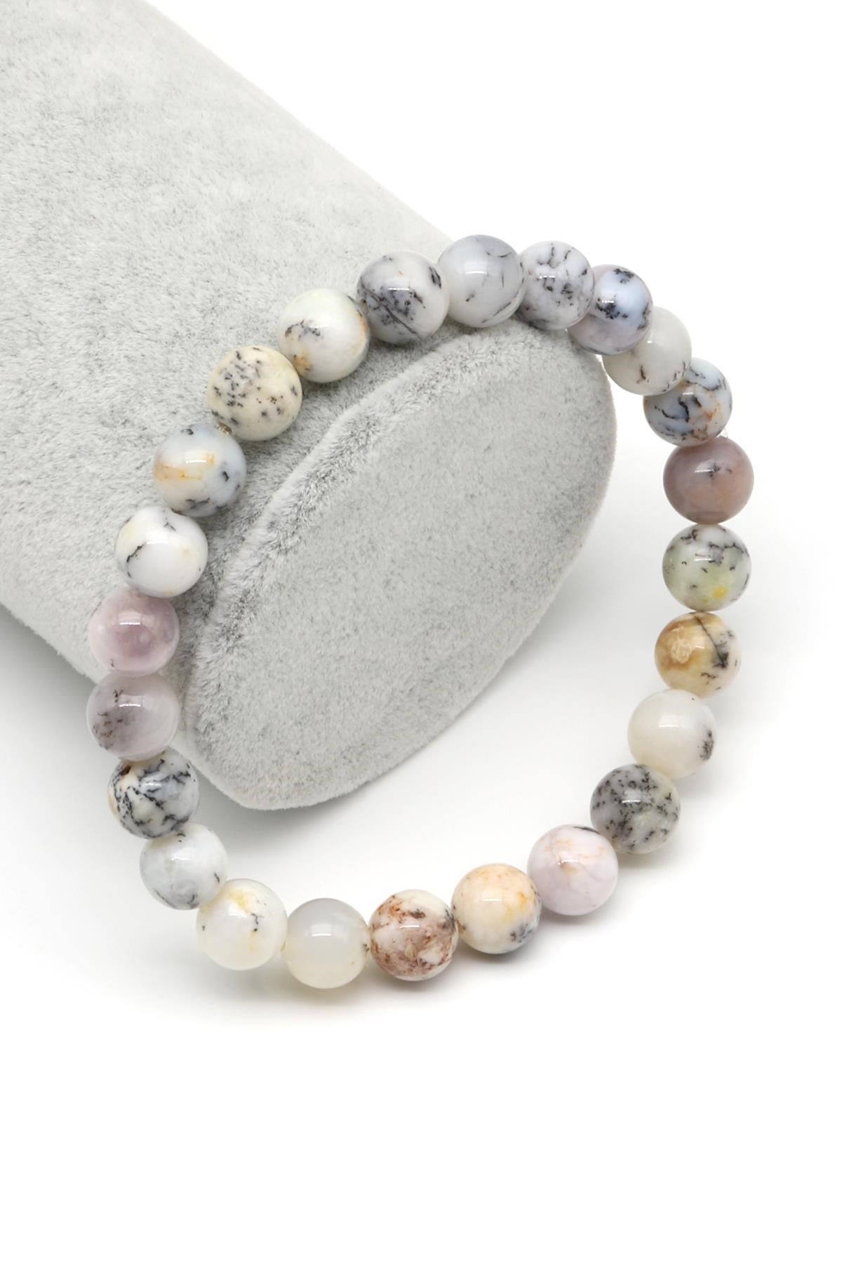 Merlinite Opal Doğal Taş Bileklik 8 mm Küre Kesim