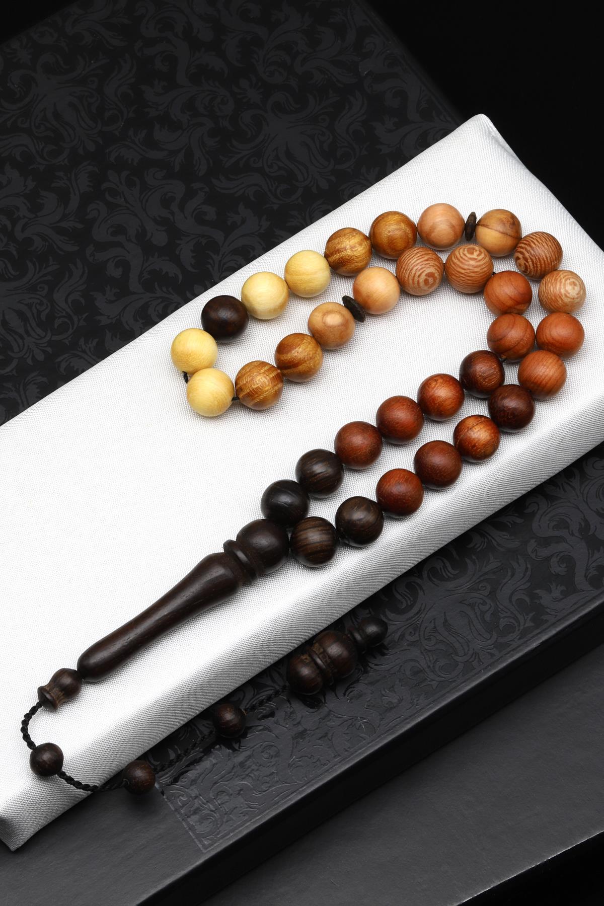 Miks Ağaç Tesbih 10 mm Küre Kesim - T-1547