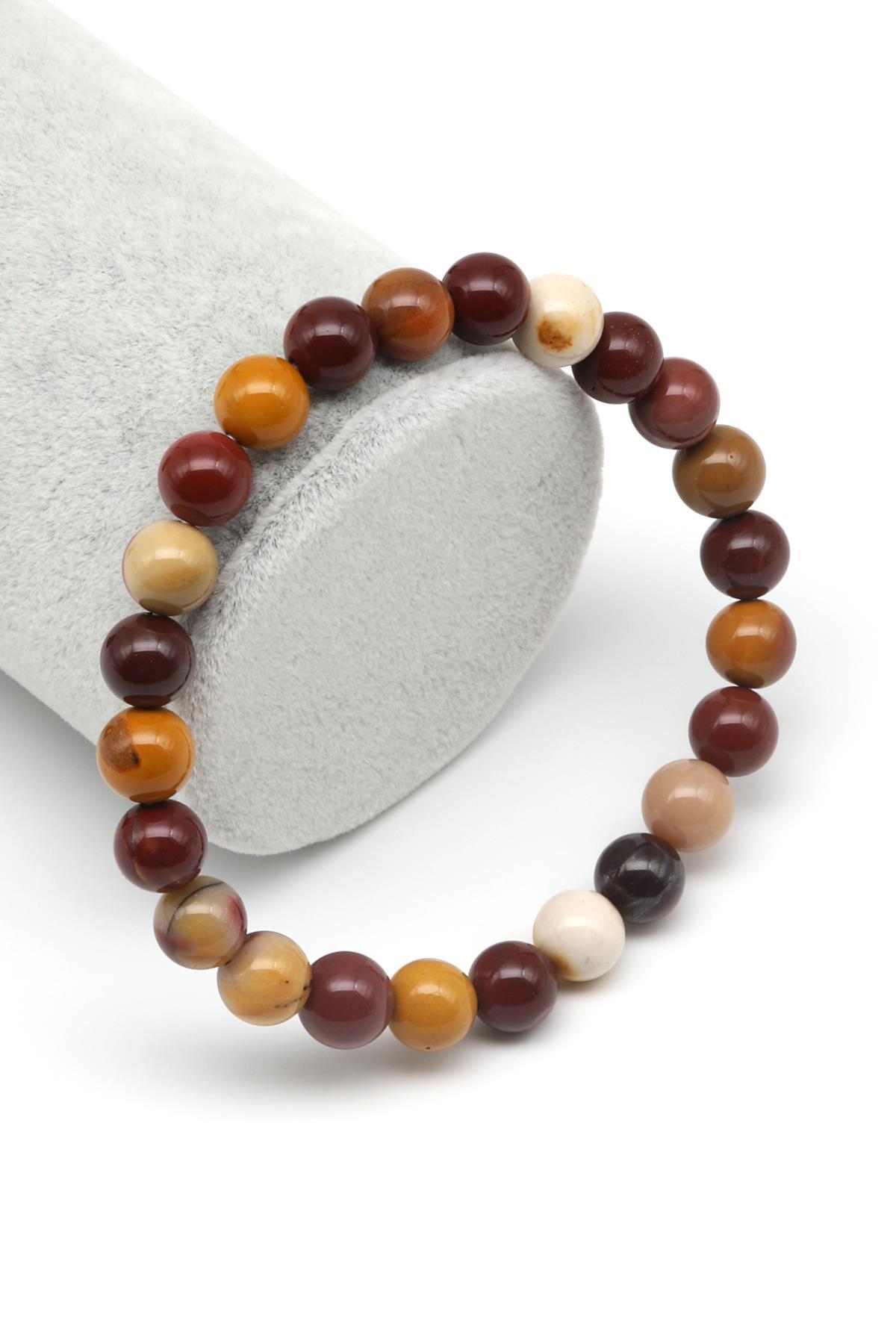 Mookaite Jasper Doğal Taş Bileklik 8 mm Küre Kesim