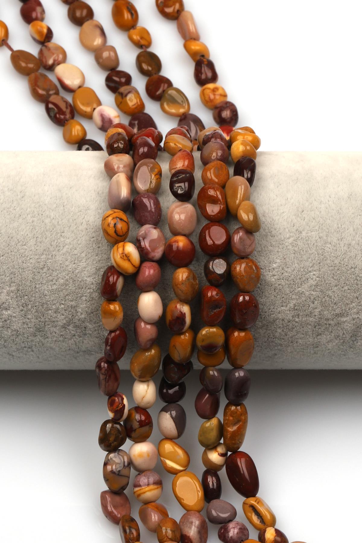 Mookaite Jasper Doğal Taş Dizi 6 x 8 mm Mercimek Kesim