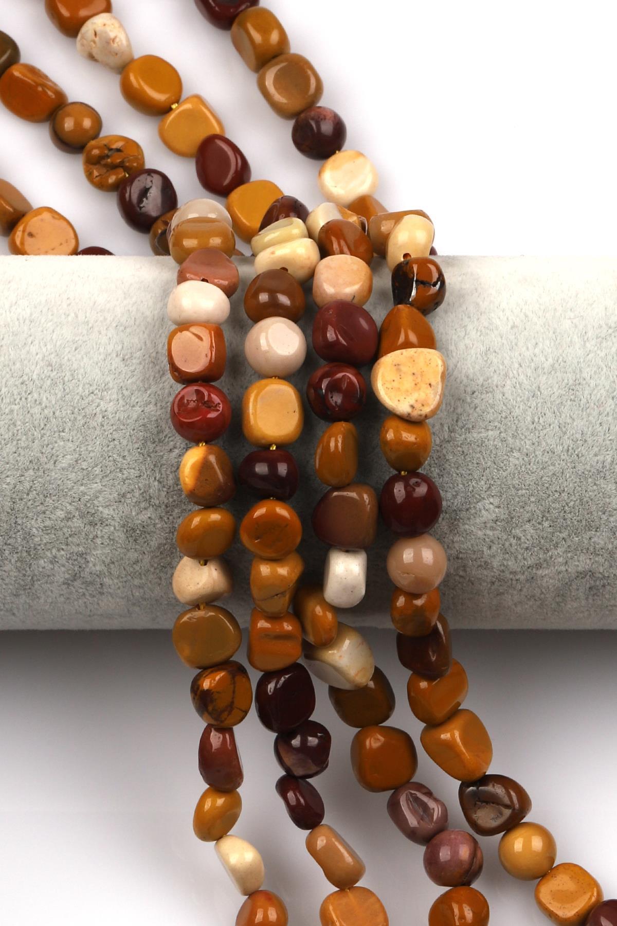 Mookaite Jasper Doğal Taş Dizi 8 x 9 mm Mercimek Kesim