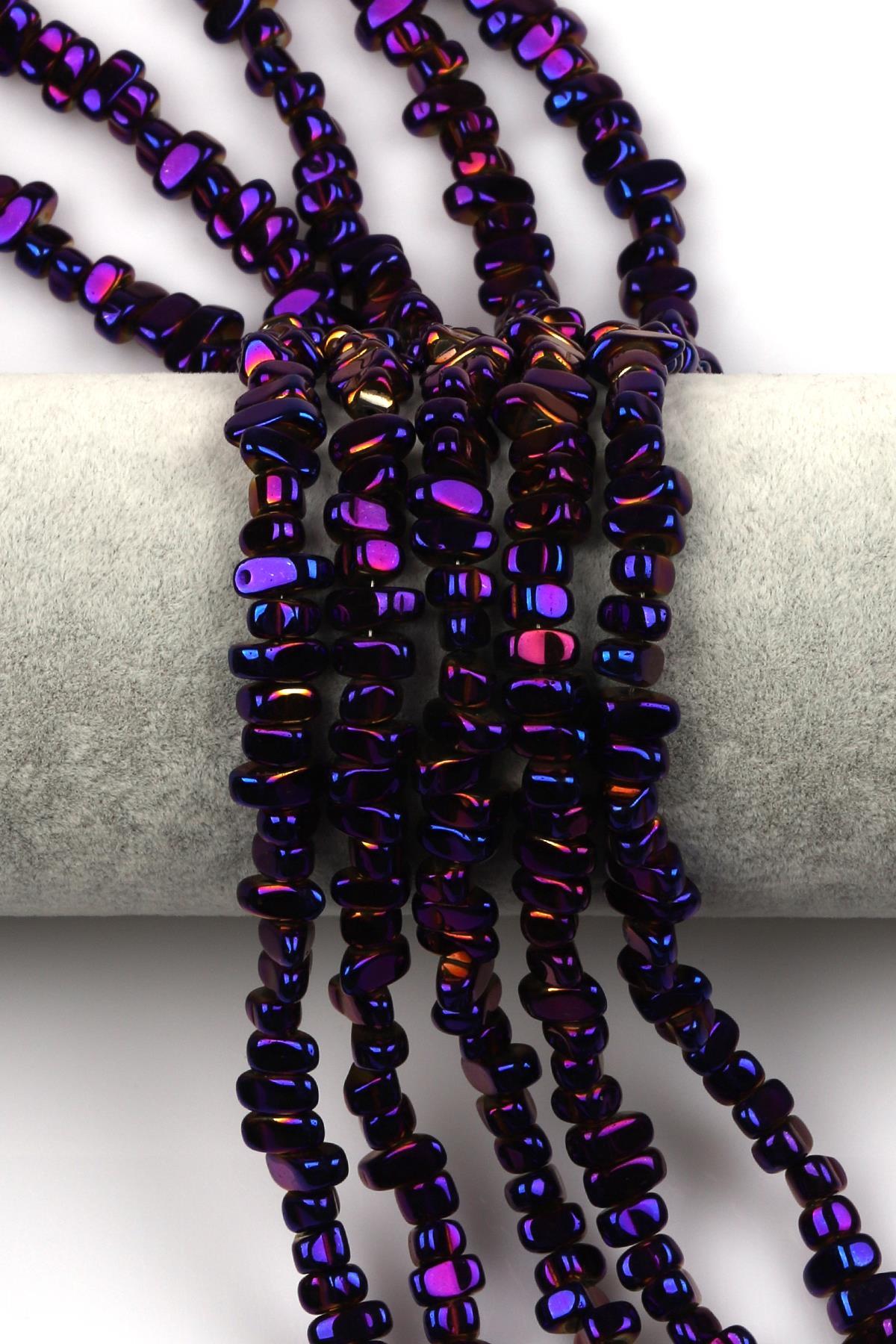 Mor Renkli Hematit Dizi 4 x 8 mm Kırık Model Kesim