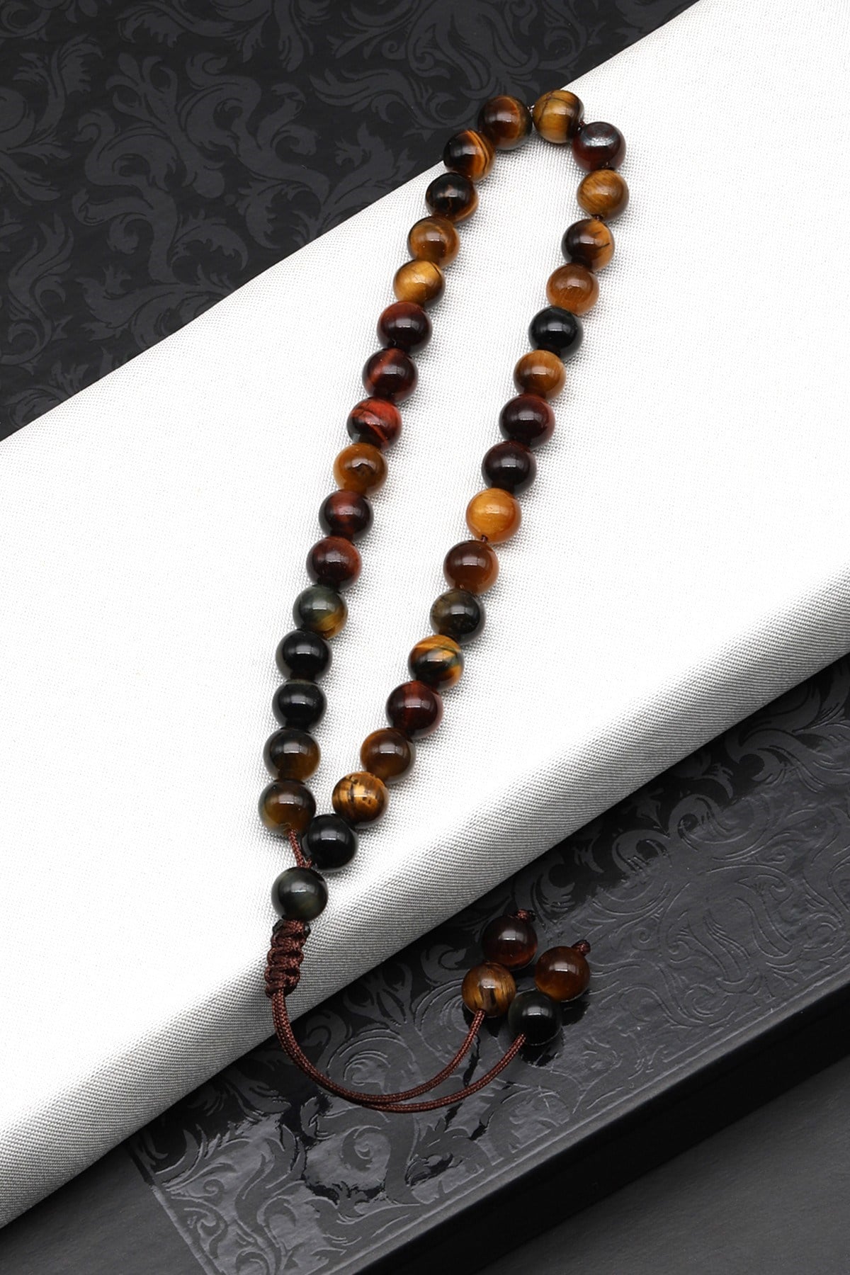 Multi Kaplan Gözü Doğal Taş Bileklik Tesbih 6 mm Küre Kesim TSB-0497