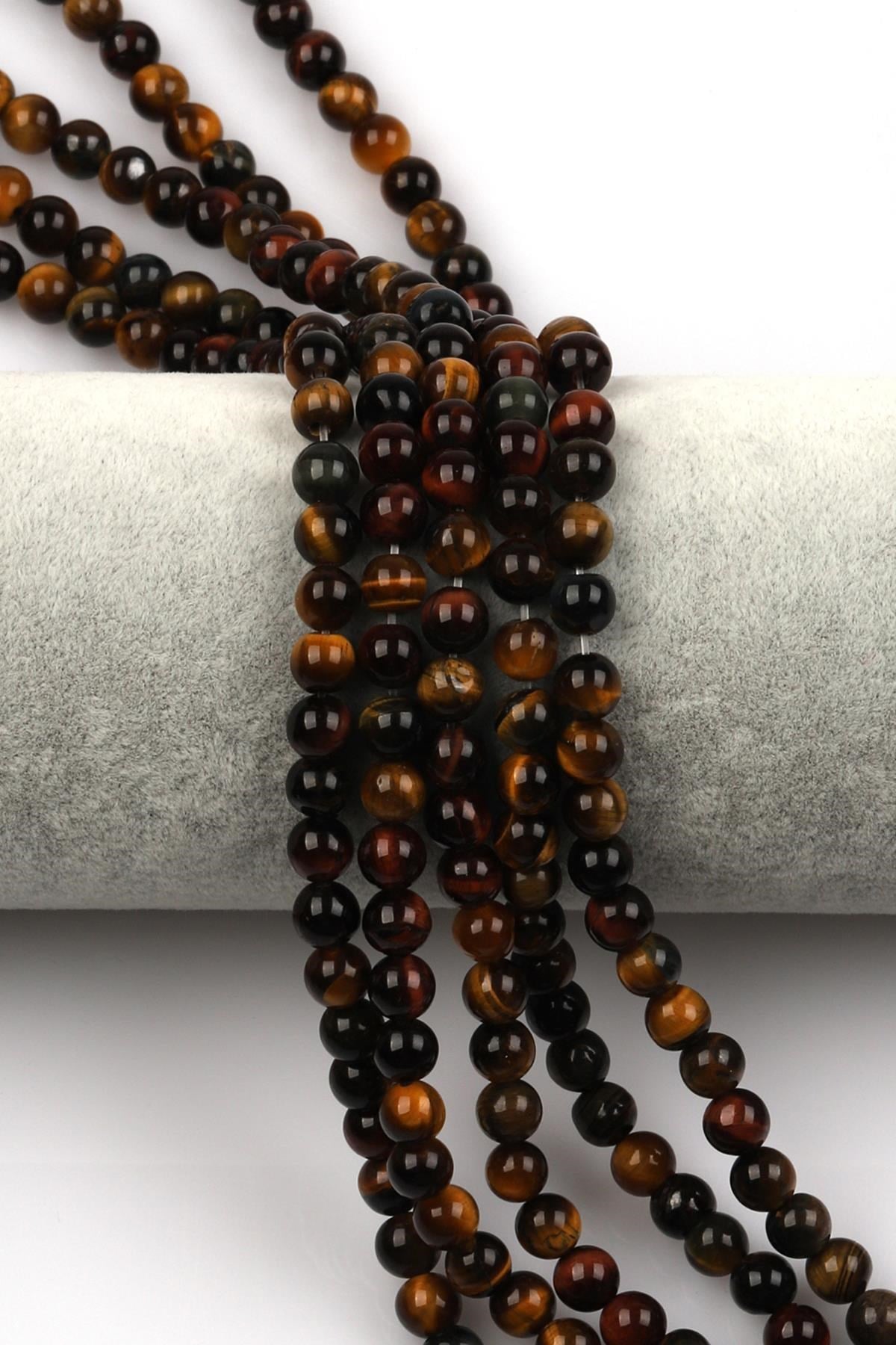 Multi Kaplan Gözü Doğal Taş Dizi 6 mm Küre Kesim