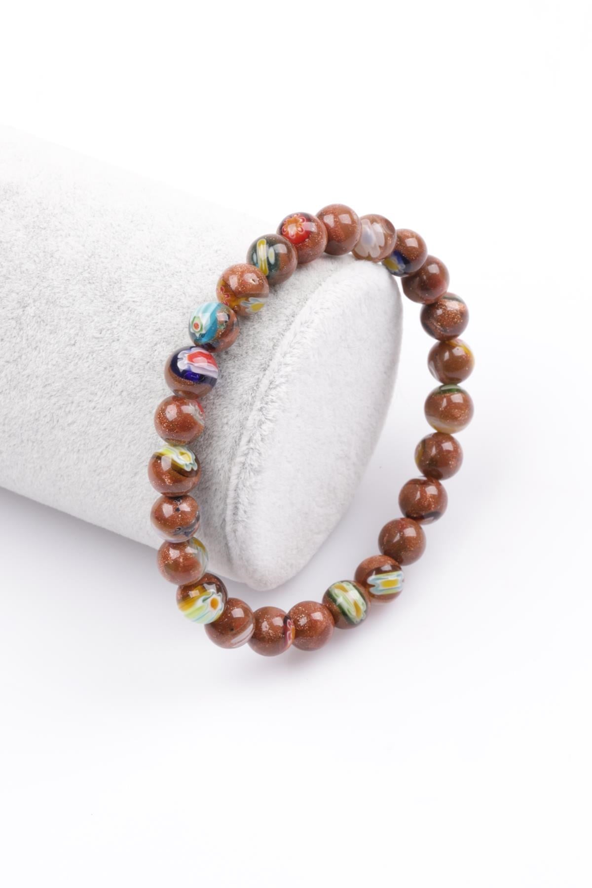 Murano Yıldız Taşı Bileklik 8 mm Küre Kesim