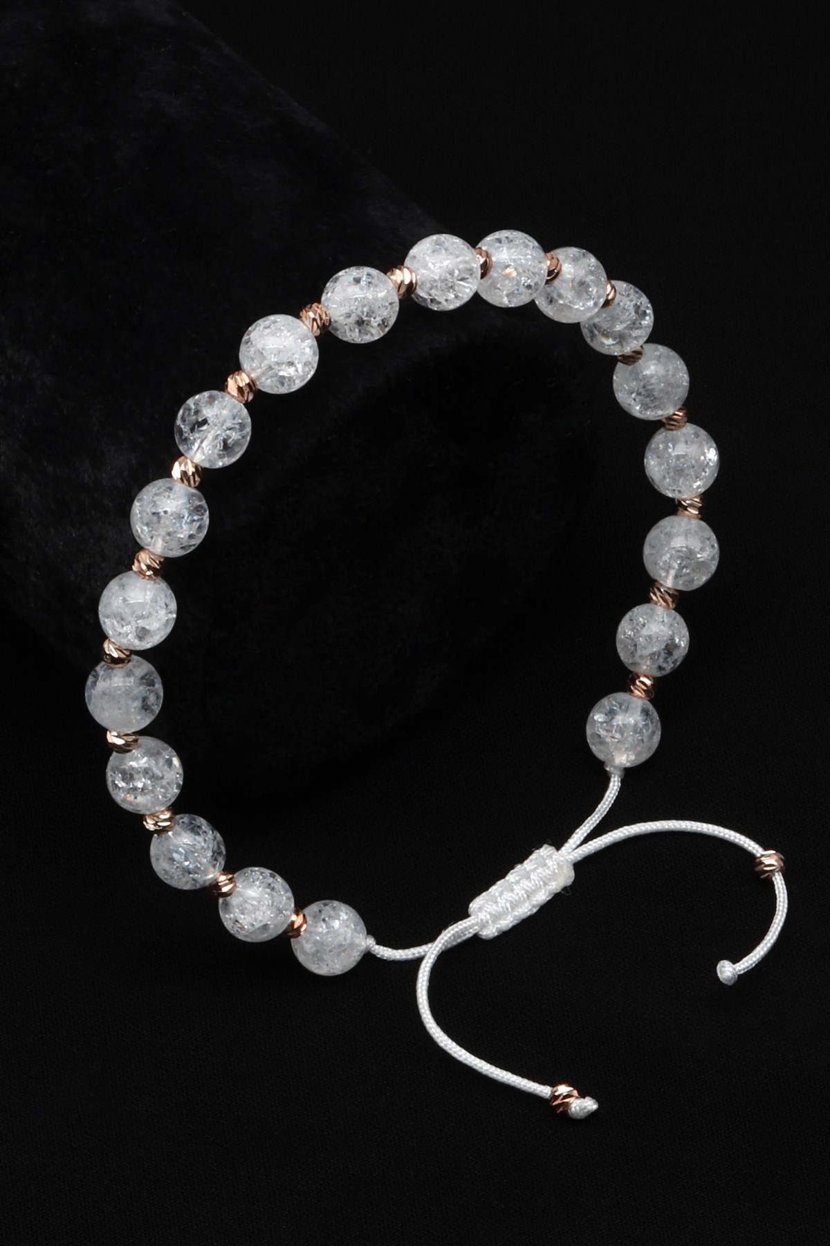 Necef Doğal Taş Makrome Örme Bileklik Küre Kesim - BMK-685