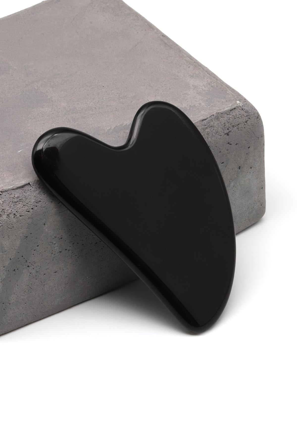 Obsidyen Doğal Taş Gua Sha Yüz Masaj Taşı