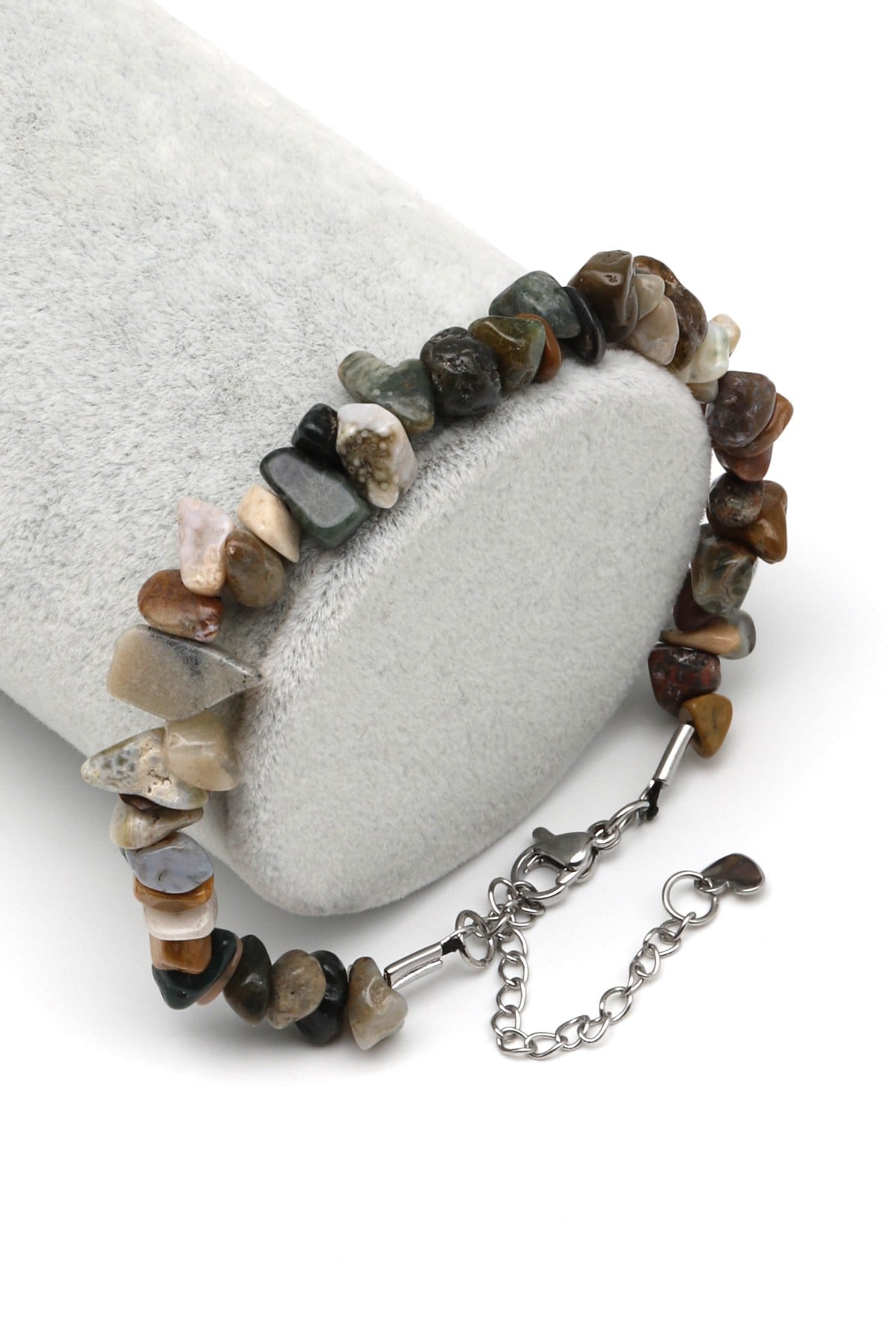 Ocean Jasper Doğal Taş Çelik Klipsli Kırıktaş Bileklik - BLK-2230