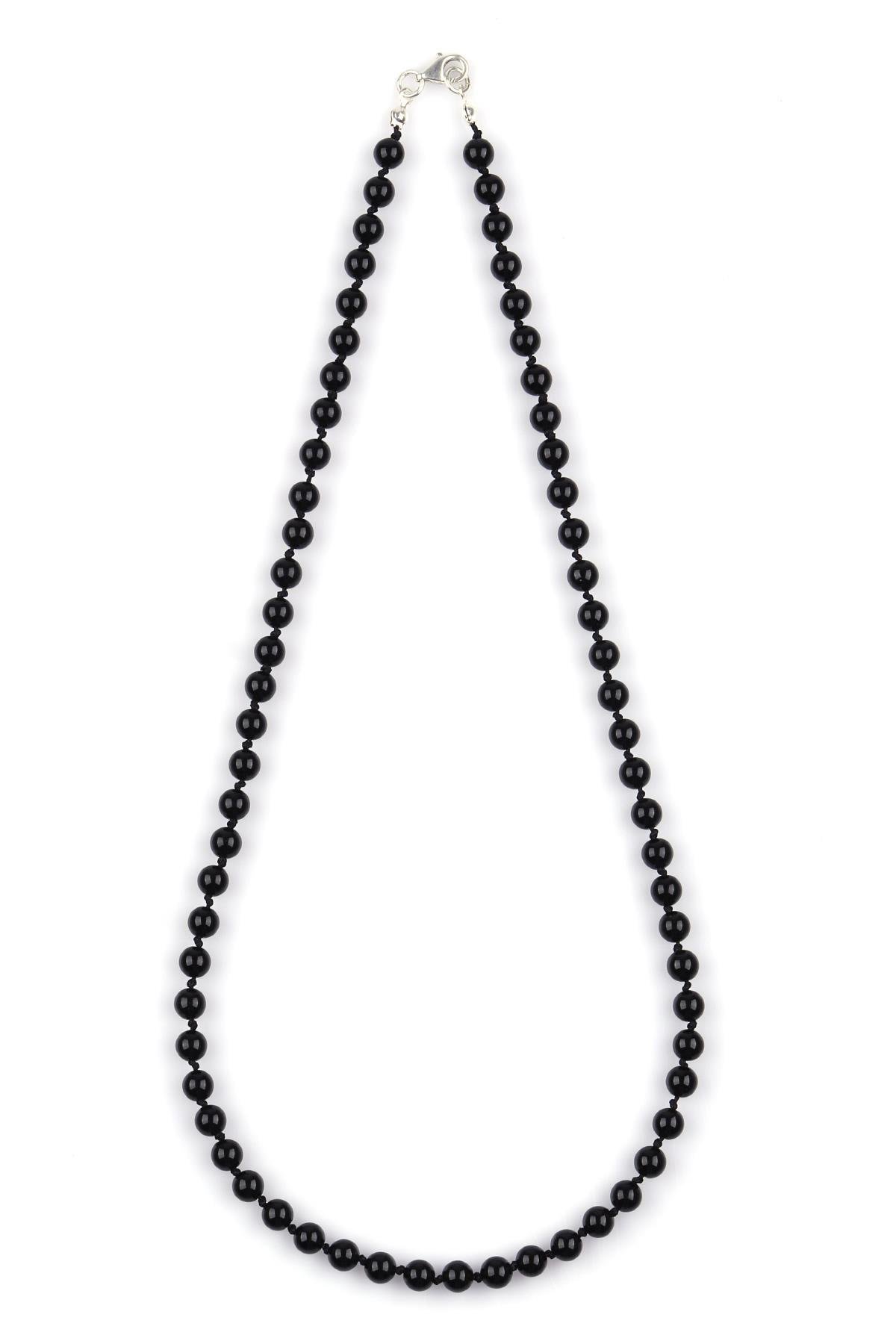 Oniks Doğal Taş 6 mm Düğümlü Kolye