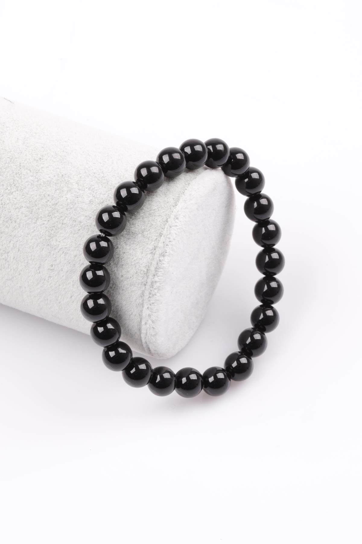 Oniks Doğal Taş Bileklik 8 mm Küre Kesim