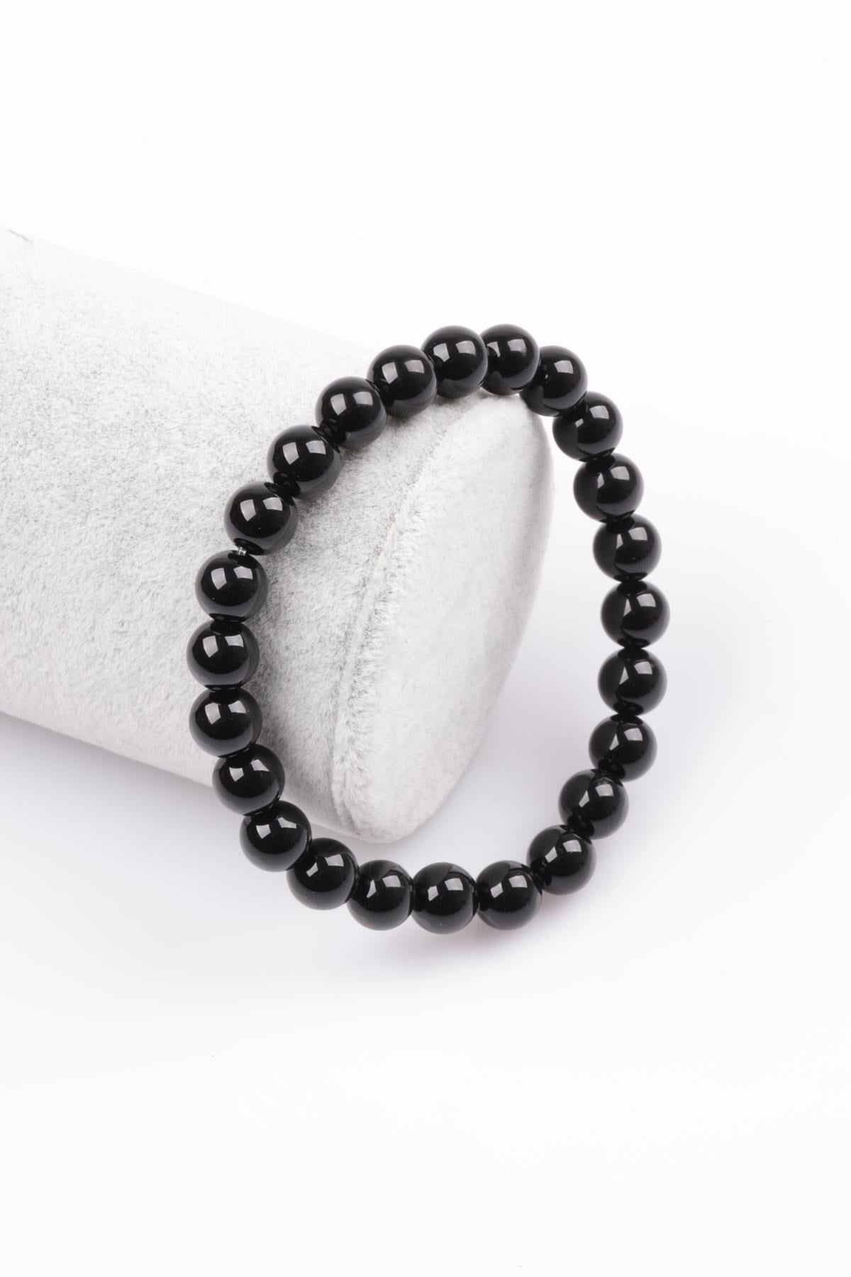 Oniks Doğal Taş Bileklik 8 mm Küre Kesim