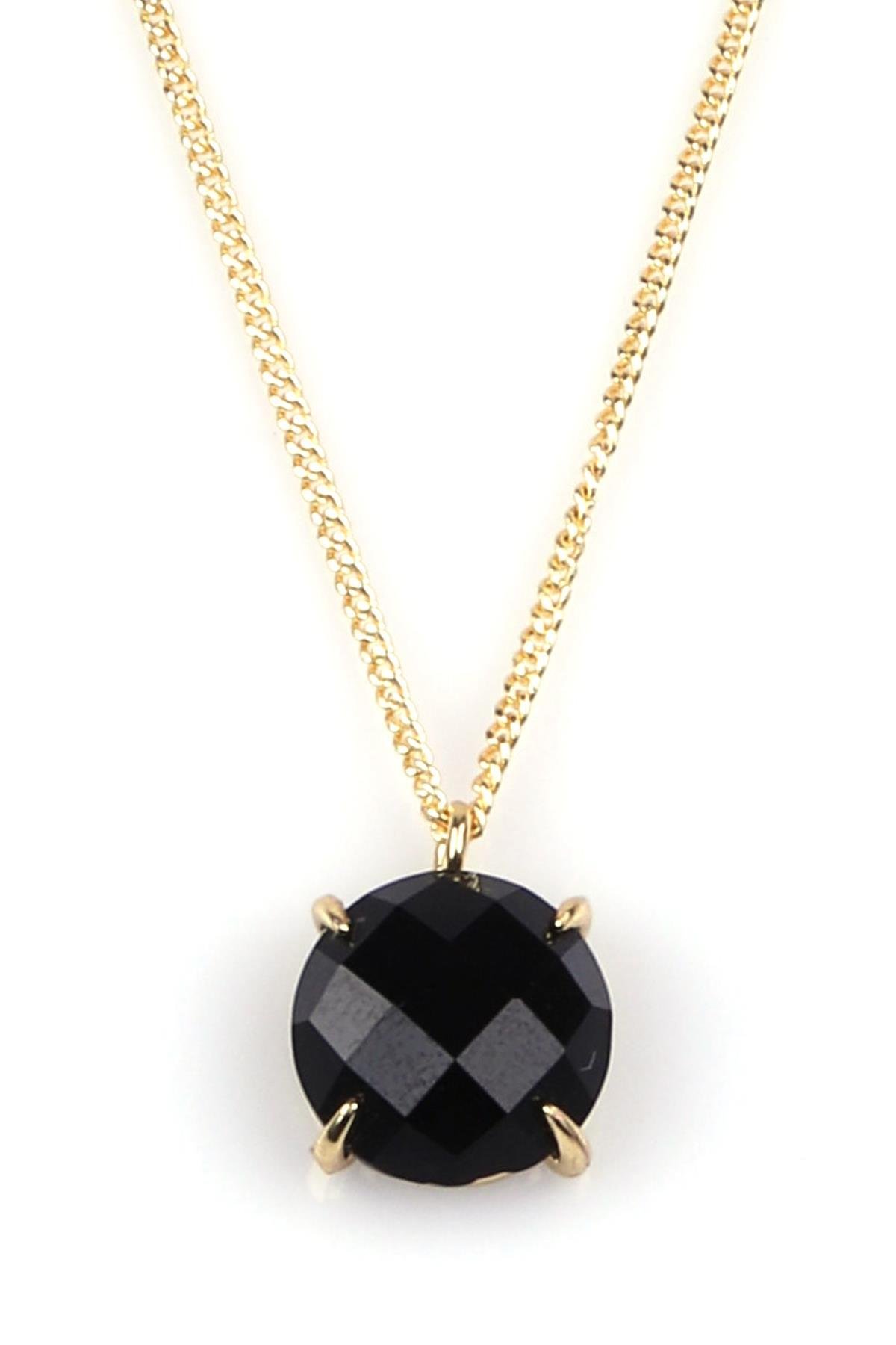 Oniks Doğal Taş Gold Renkli Kolye