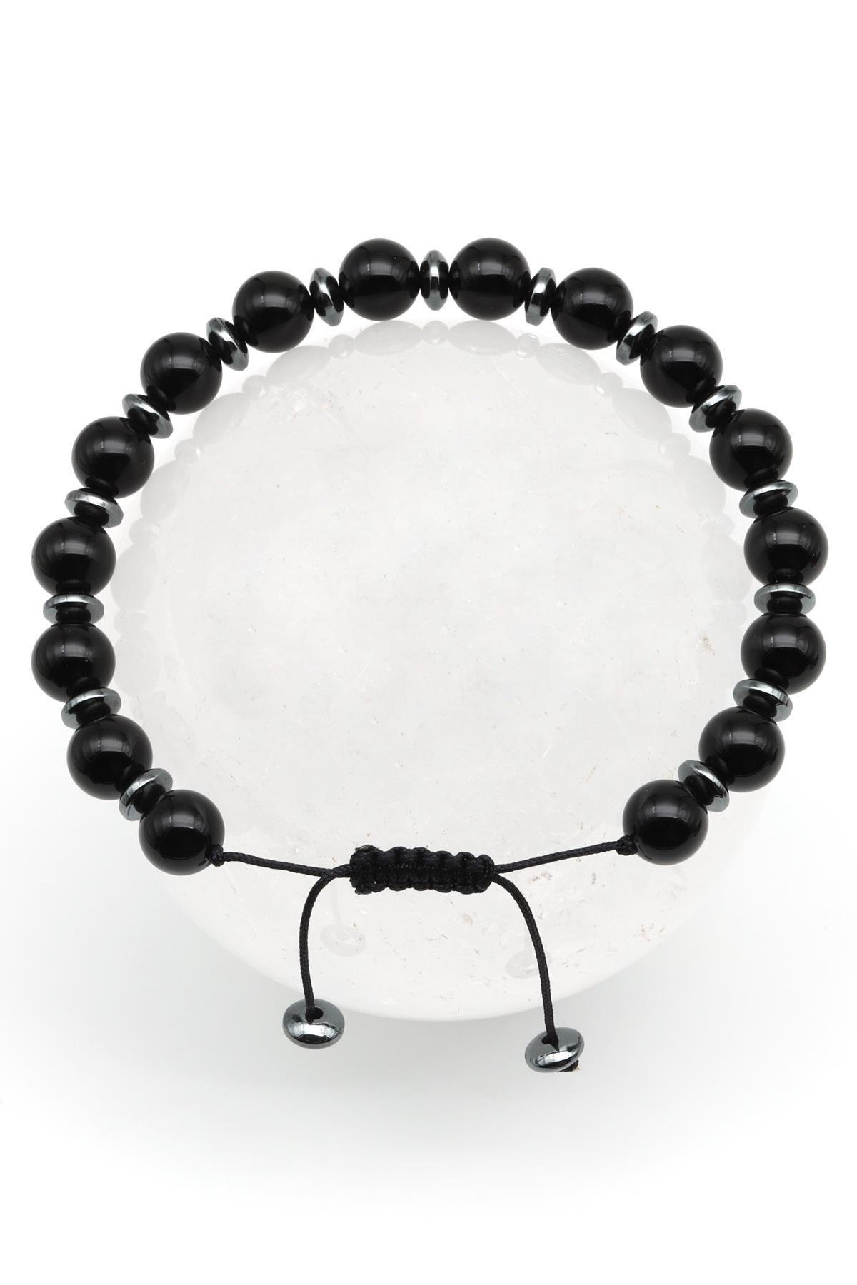 Oniks Doğal Taş Makrome Örme Bileklik