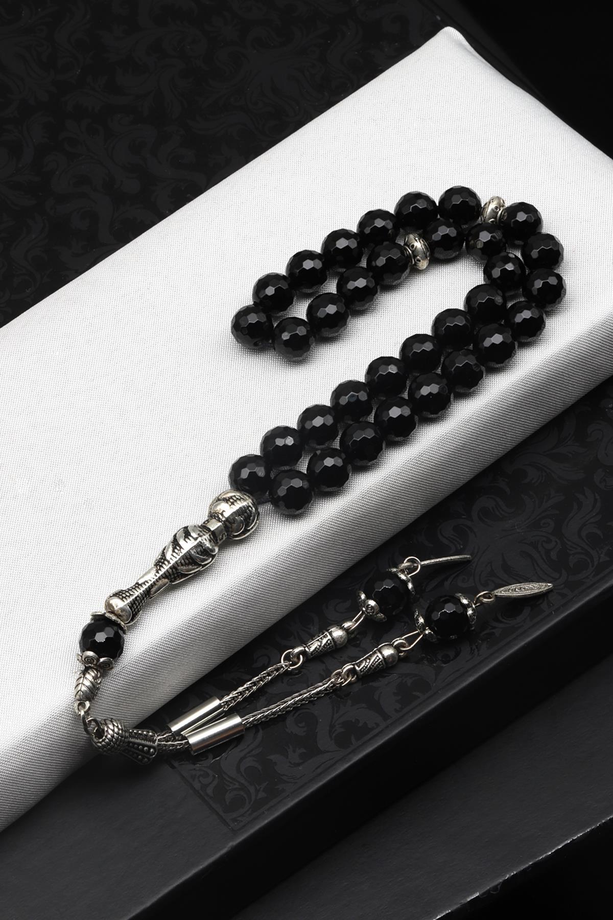 Oniks Doğal Taş Tesbih 8 mm Fasetli Küre Kesim