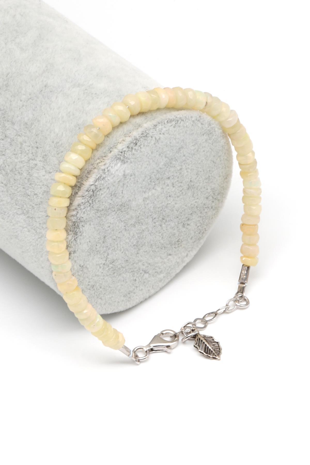 Opal Doğal Taş 925 Ayar Gümüş Bileklik