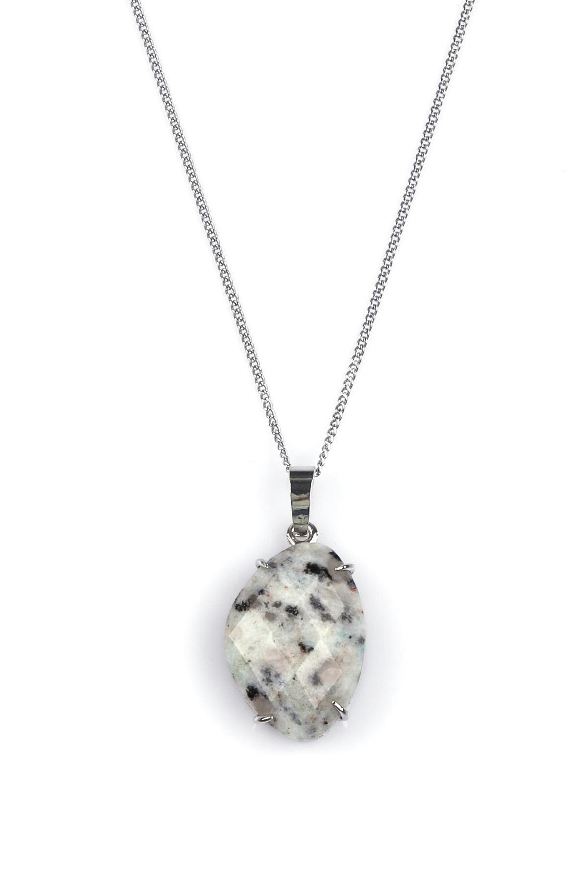 Opalit Doğal Taş Gümüş Renkli Kolye