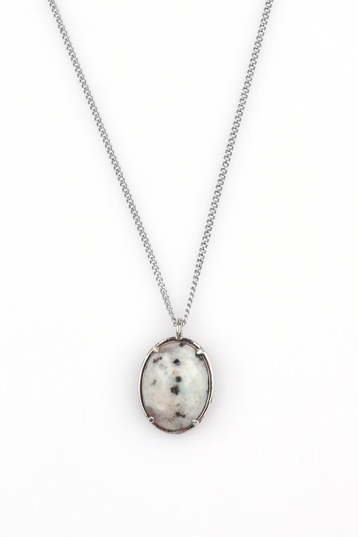 Opalit Doğal Taş Gümüş Renkli Kolye