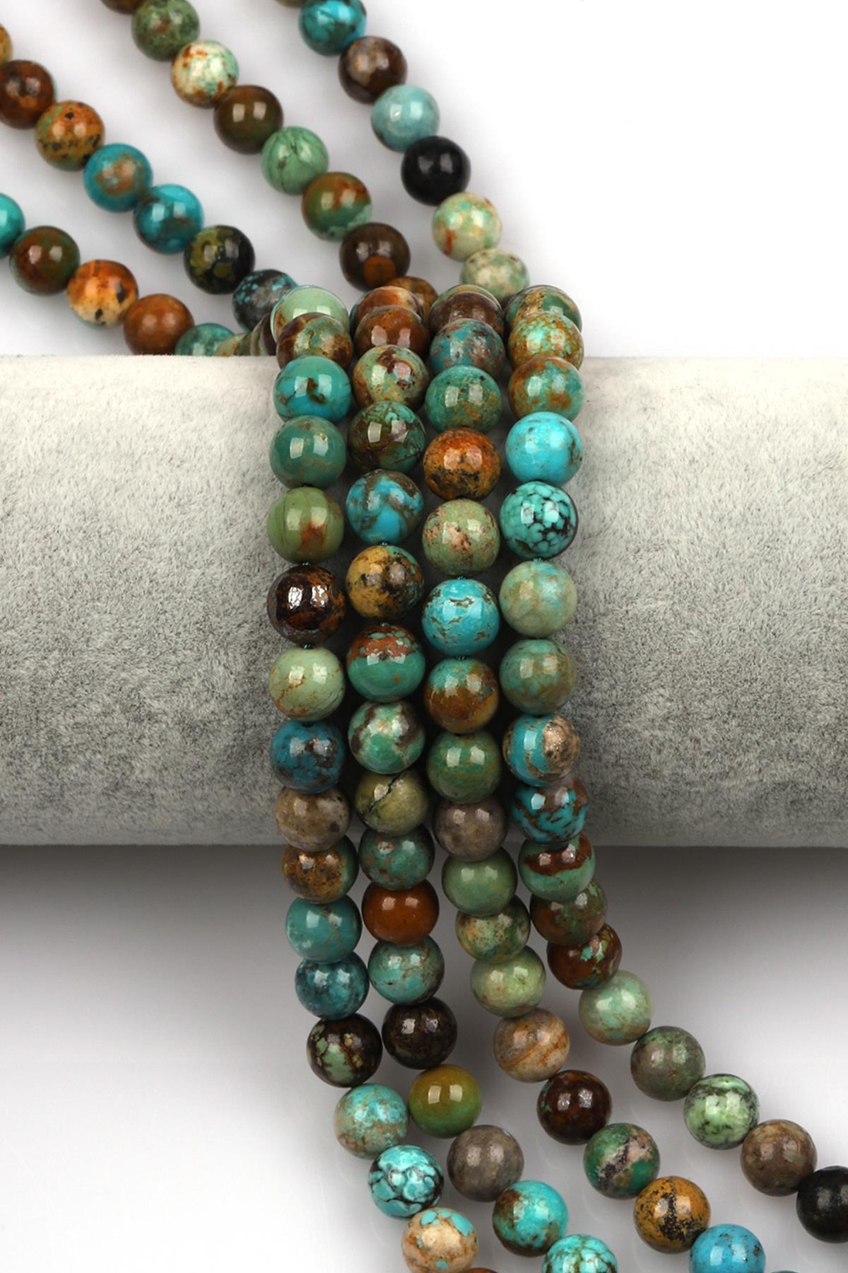 Orjinal Turkuaz Doğal Taş Dizi 8 mm Küre Kesim