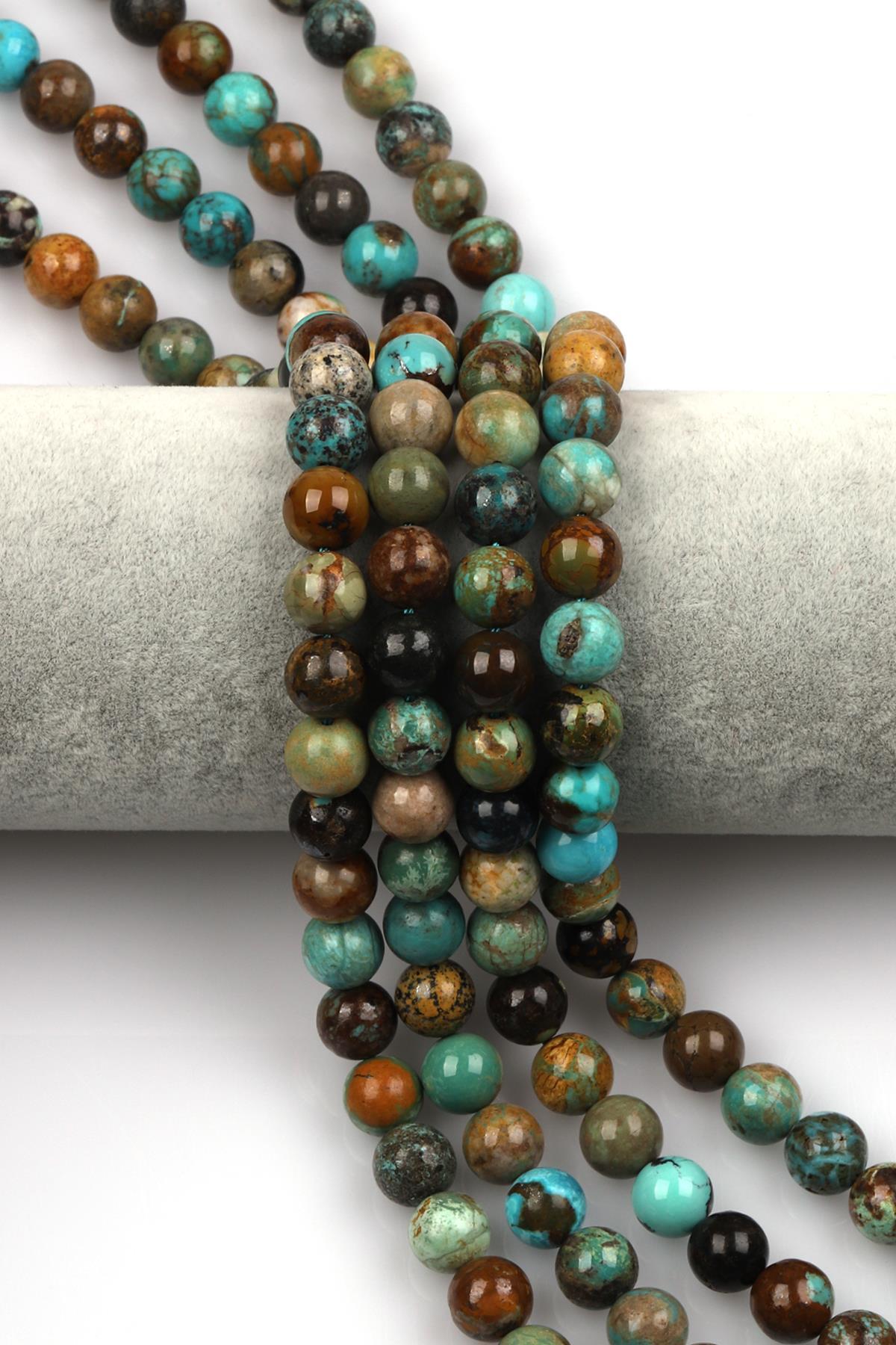 Orjinal Turkuaz Doğal Taş Dizi 9 mm Küre Kesim