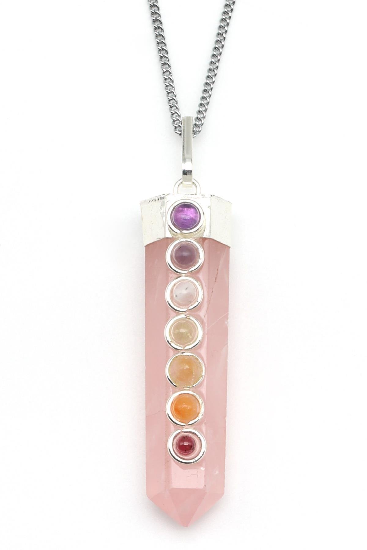 Pembe Kuvars - Çakra Doğal Taş Kolye
