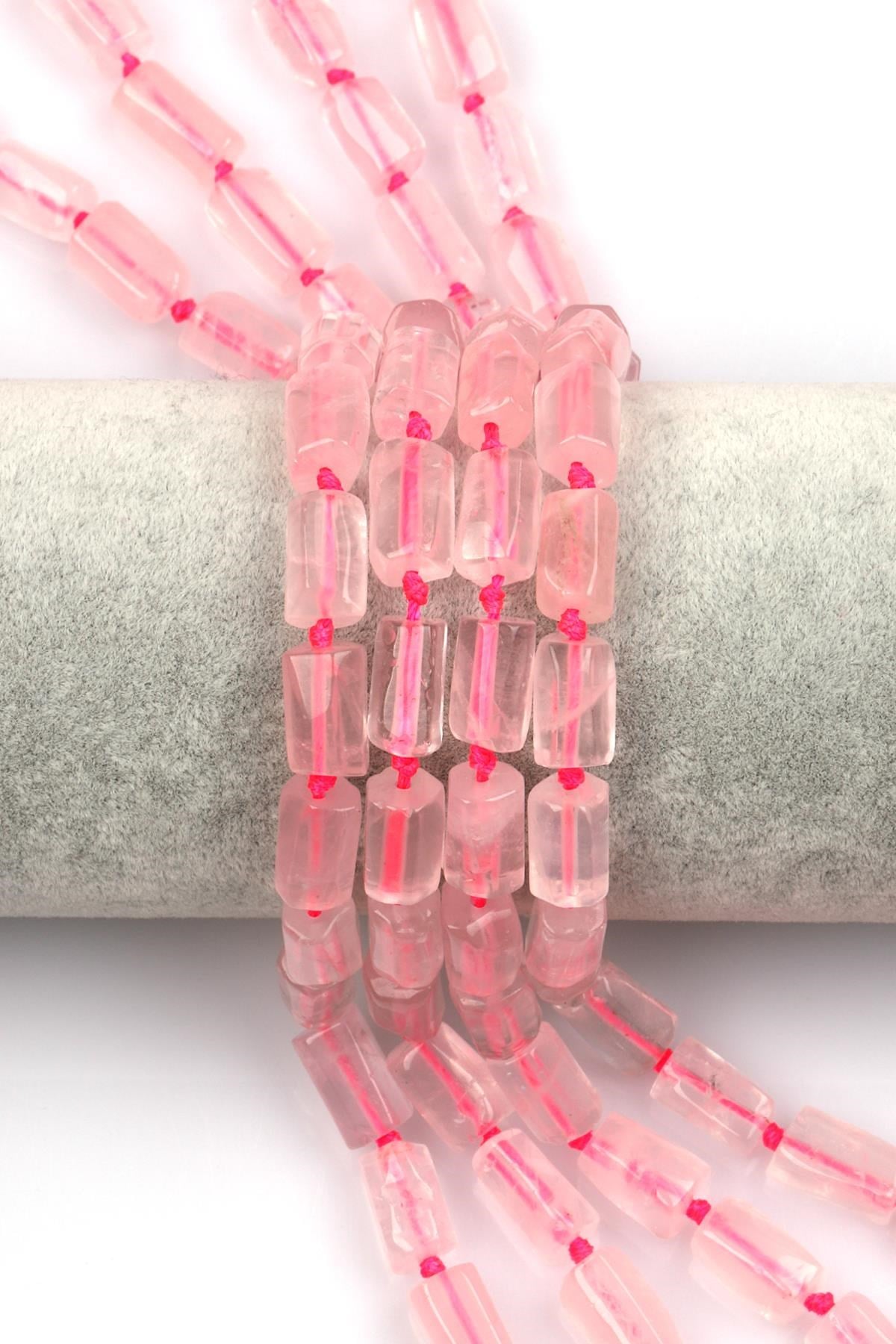 Pembe Kuvars Doğal Taş Dizi 7 x 12 mm Boru Kesim