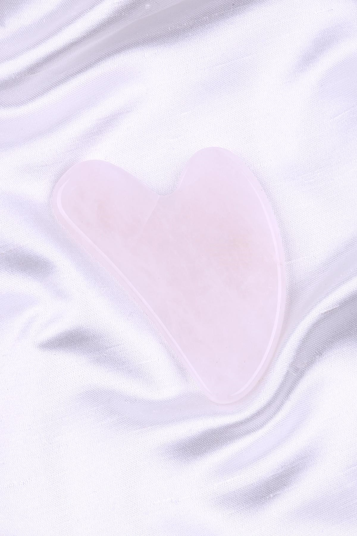 Pembe Kuvars Doğal Taş Gua Sha Yüz Masaj Taşı