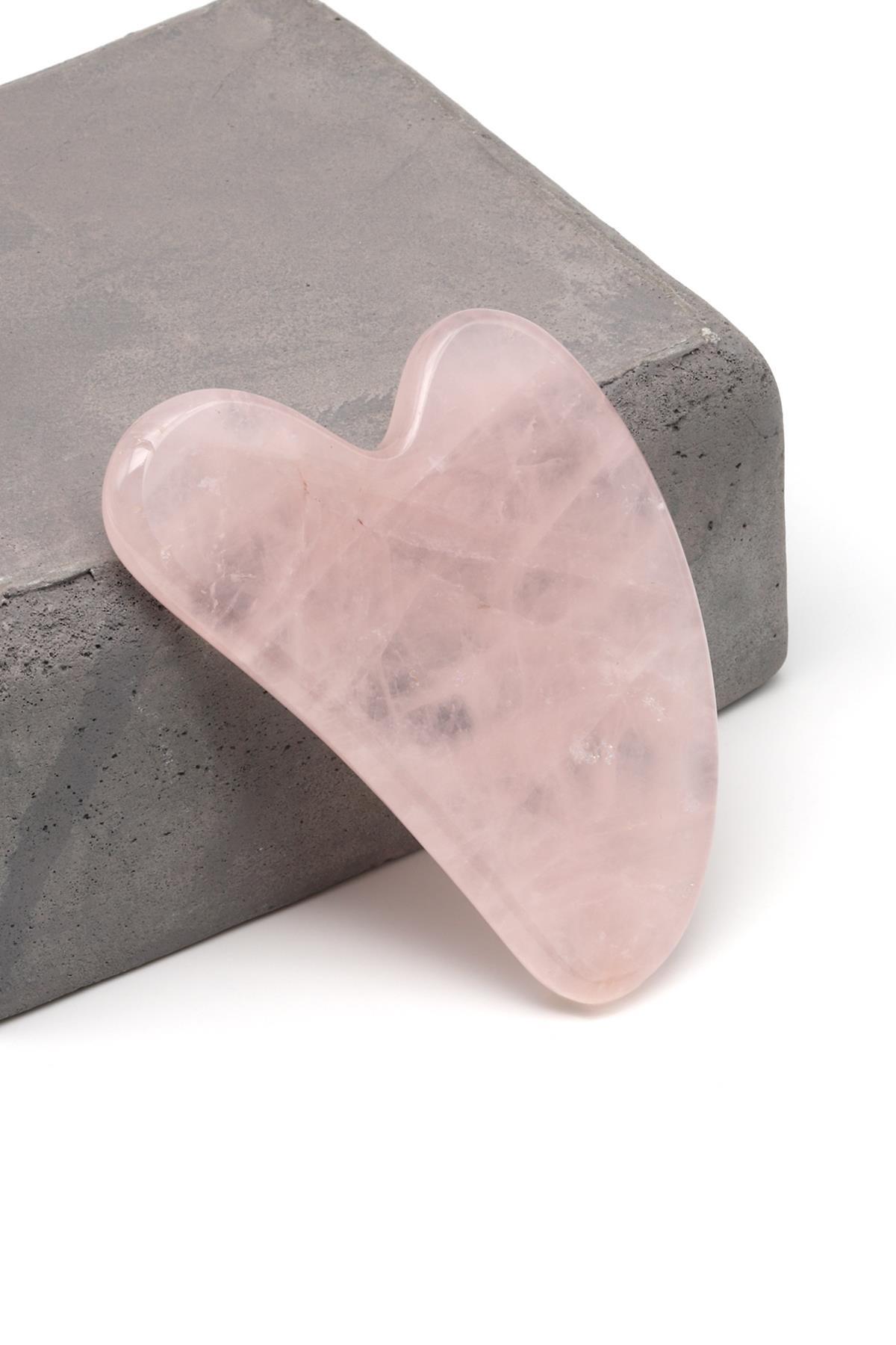 Pembe Kuvars Doğal Taş Gua Sha Yüz Masaj Taşı