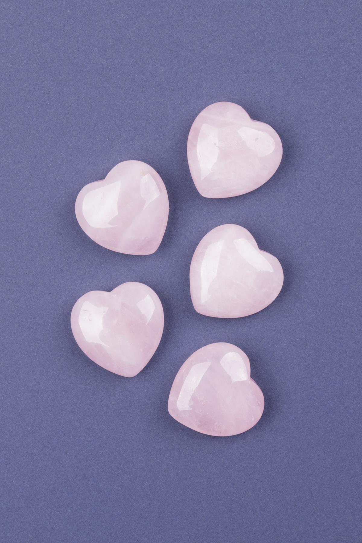 Pembe Kuvars Doğal Taş Kalp