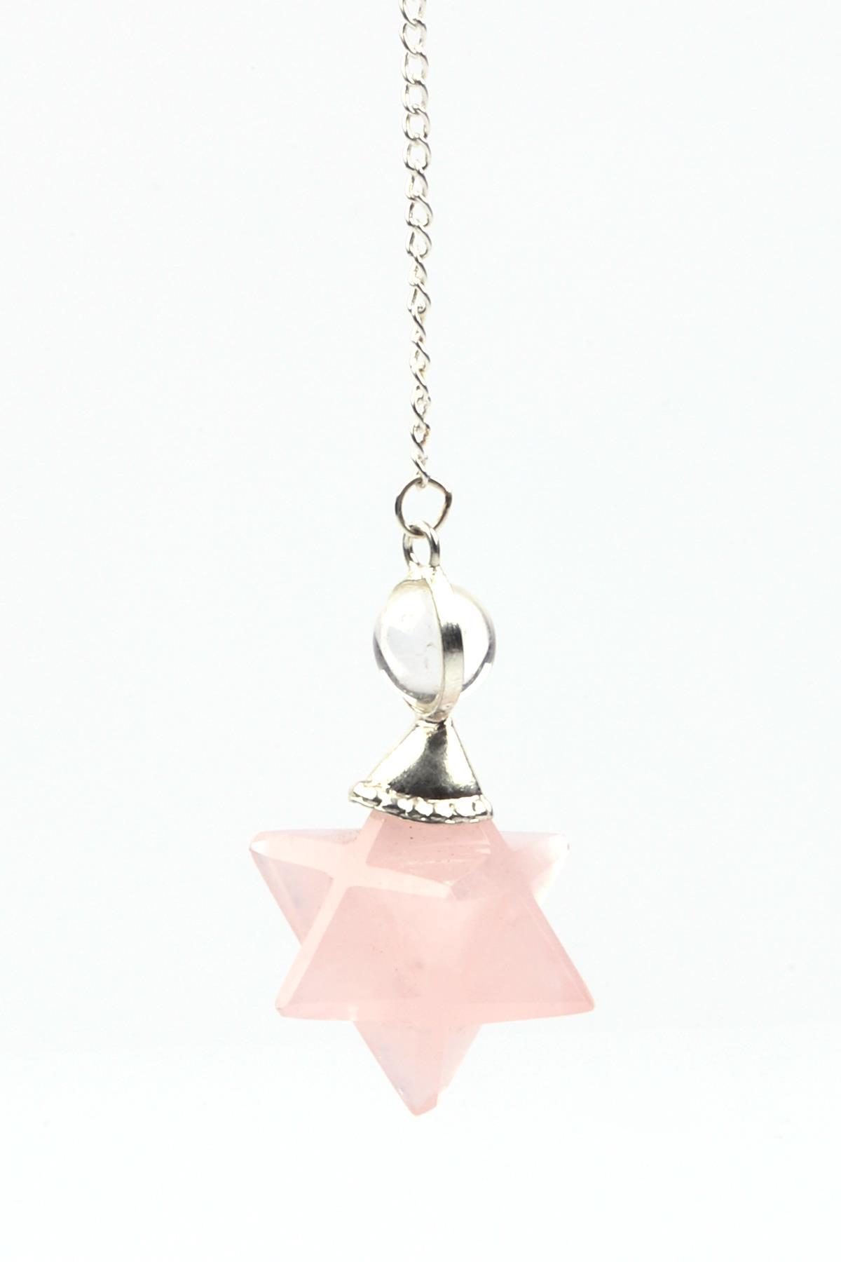 Pembe Kuvars Doğal Taş Merkaba Pandül