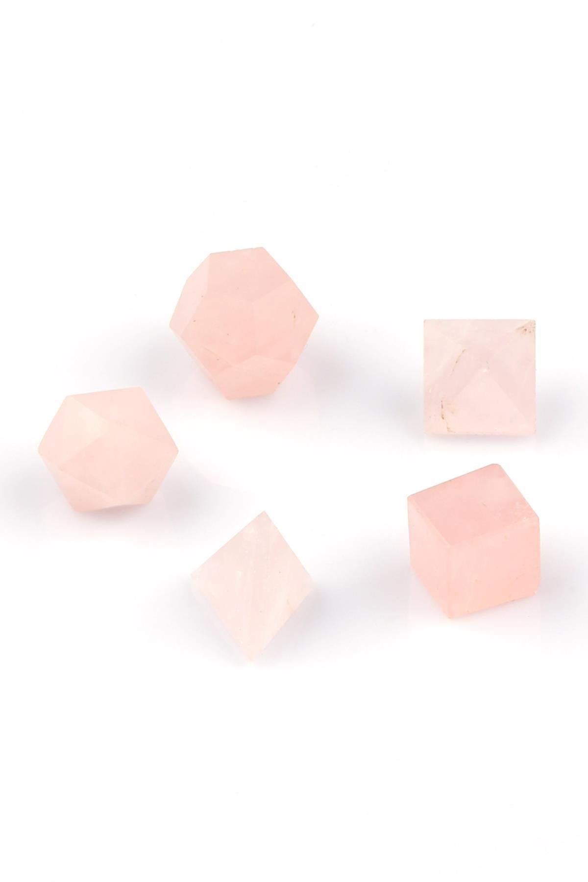 Pembe Kuvars Doğal Taş Platonik Set